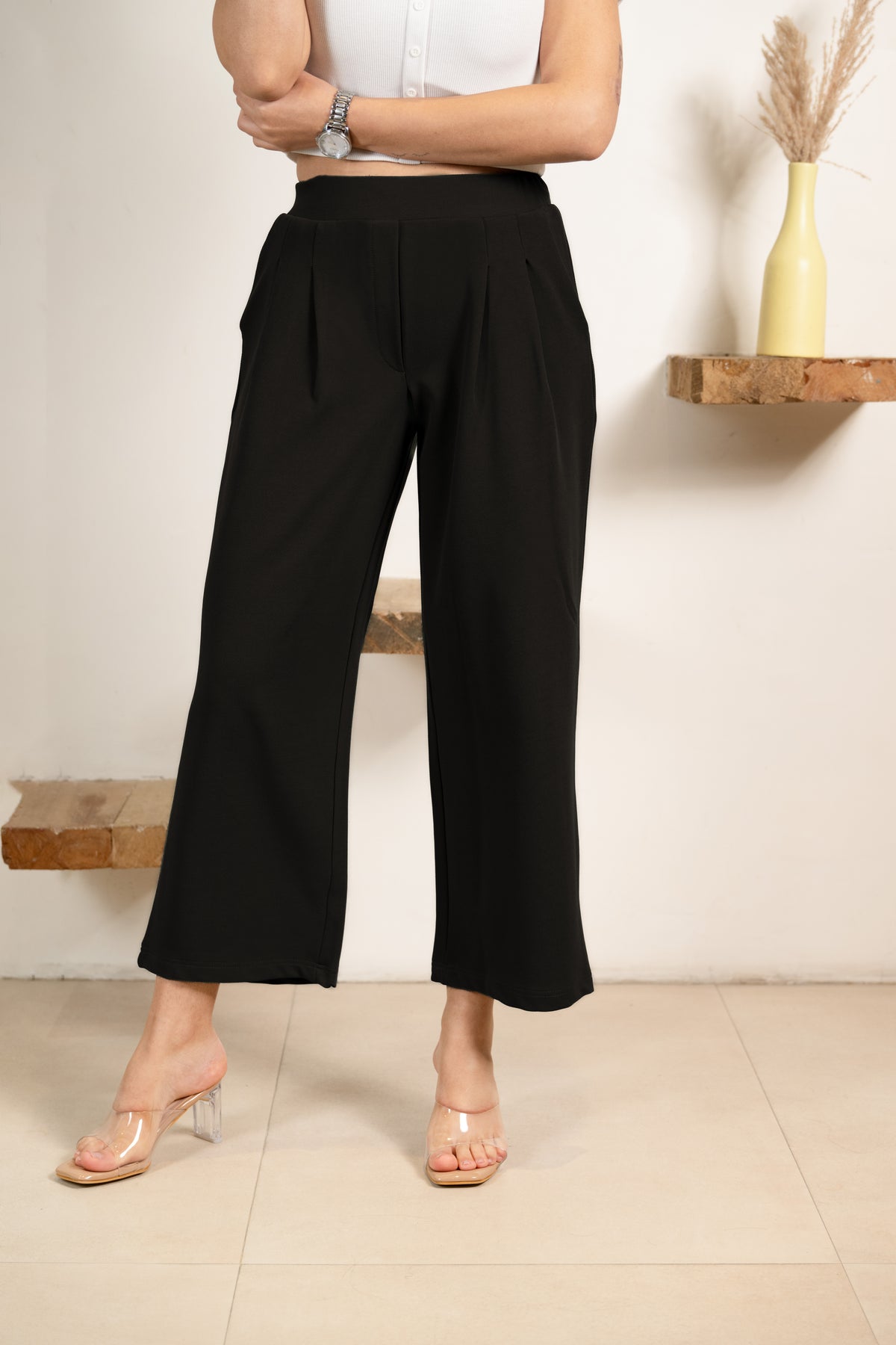 Black Infinity Pleated Trousers