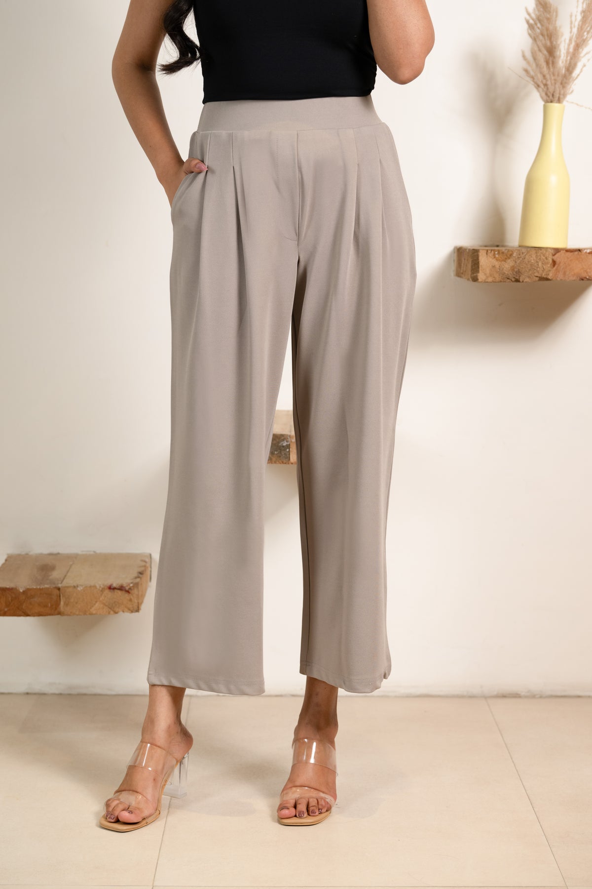 Light Grey Infinity Pleated Trousers