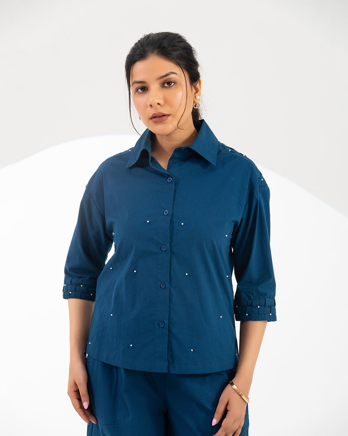 Navy Celeste Weave Shirt