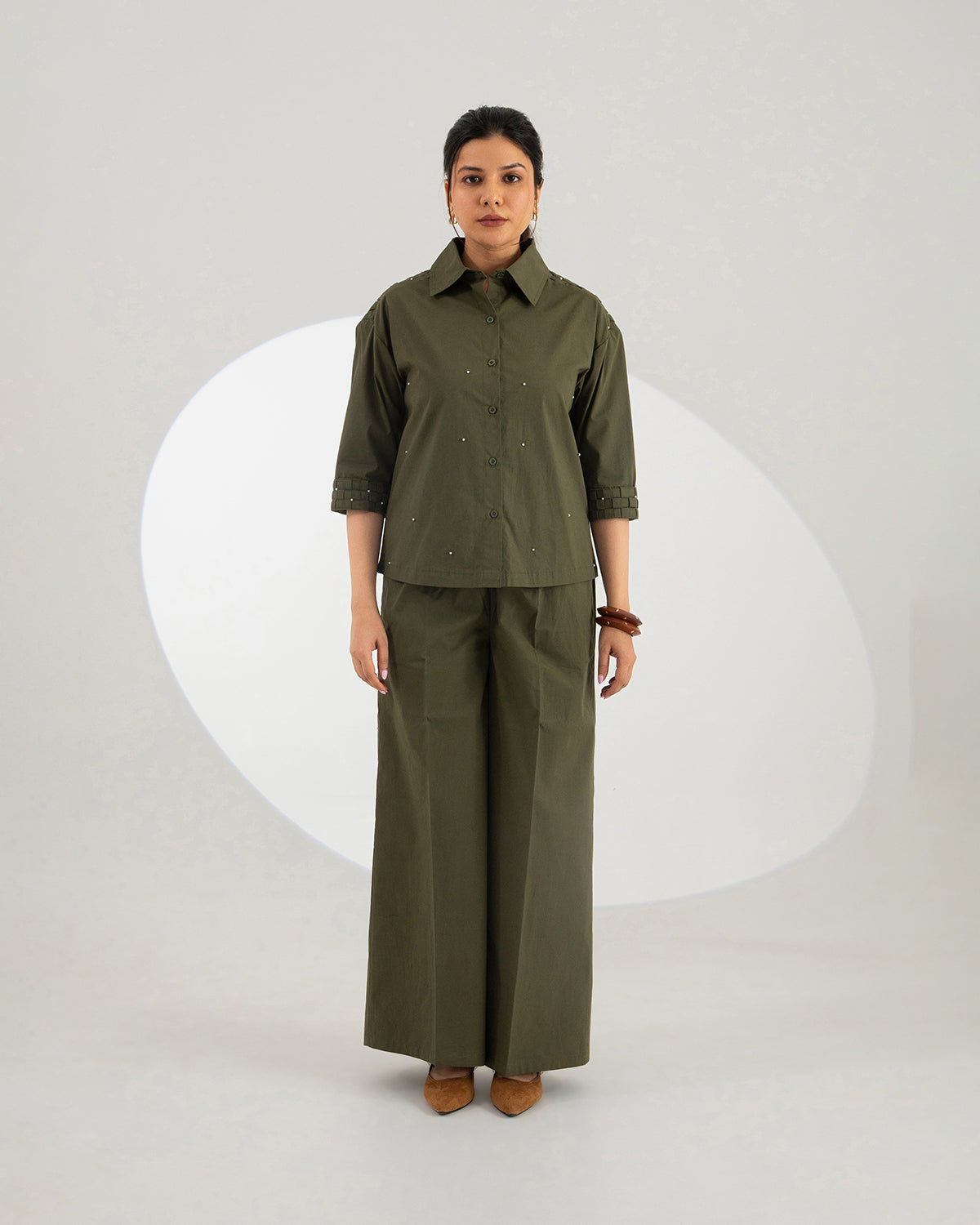 Olive Celeste Weave Co-ord Set