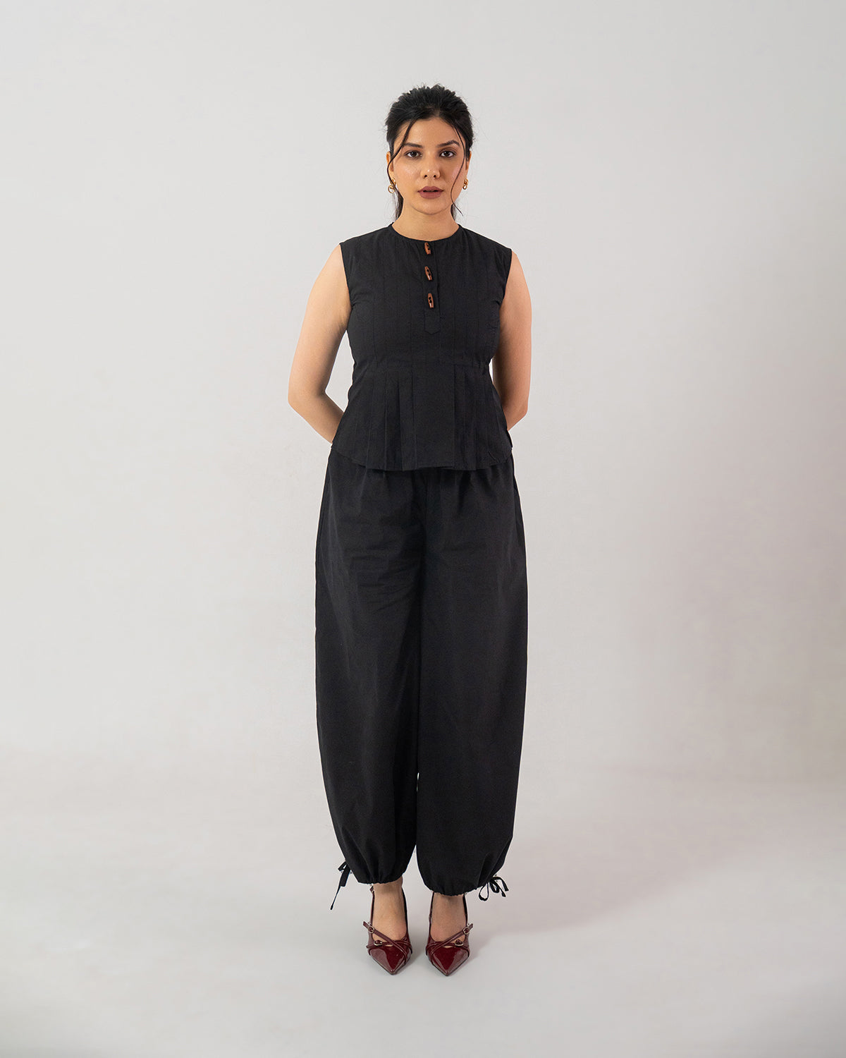Black Buttoned Grace Co-ord Set