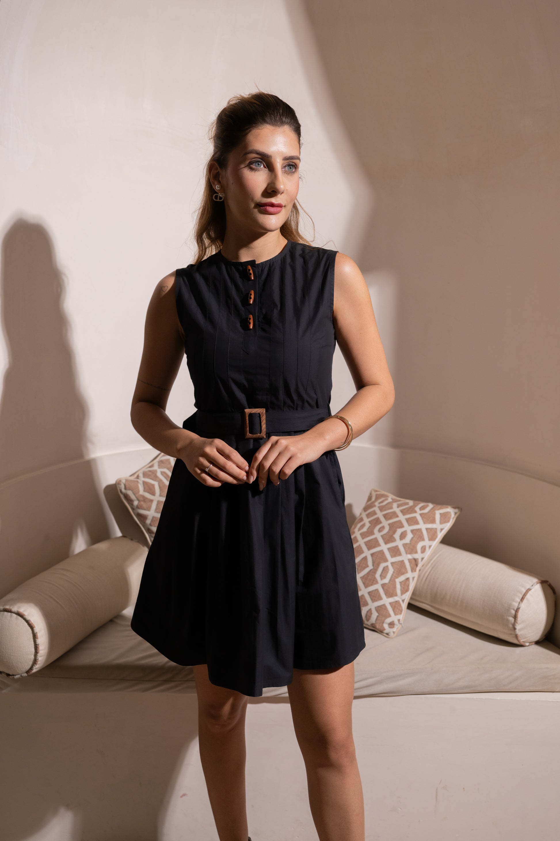 Black Buttoned Grace Dress