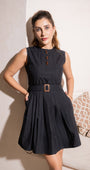 Black Buttoned Grace Dress