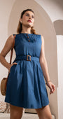 Navy Buttoned Grace Dress