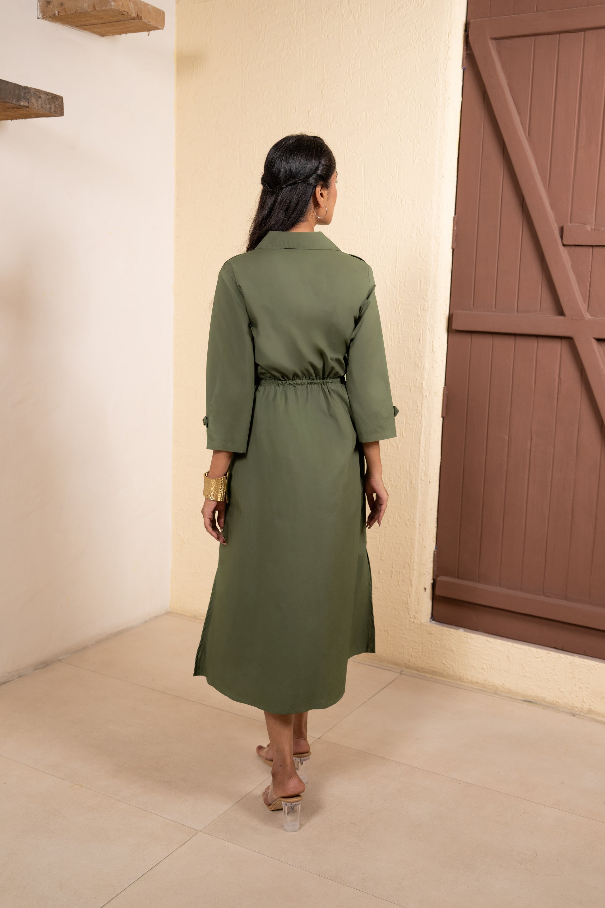 Olive Trench Poise Dress