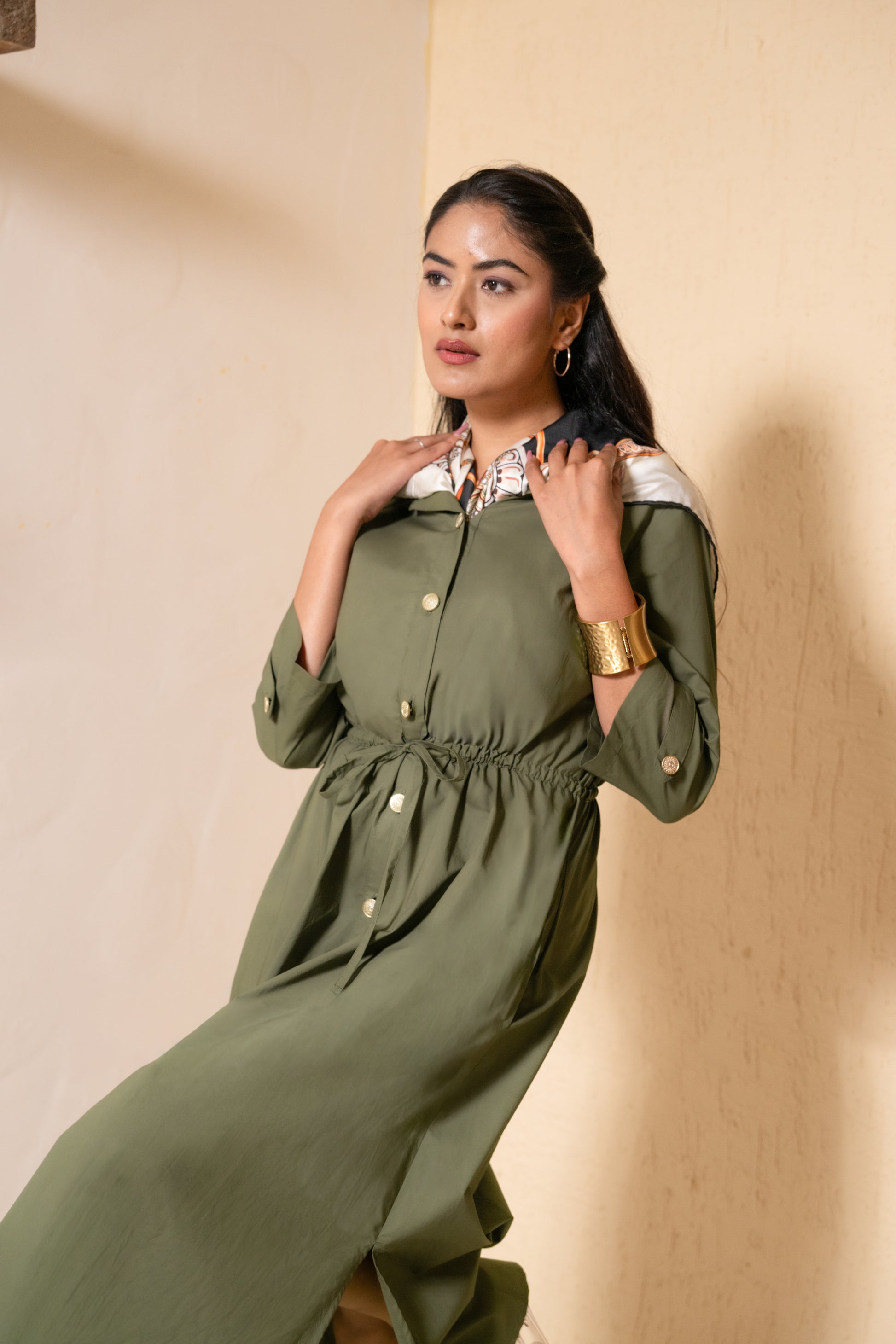 Olive Trench Poise Dress