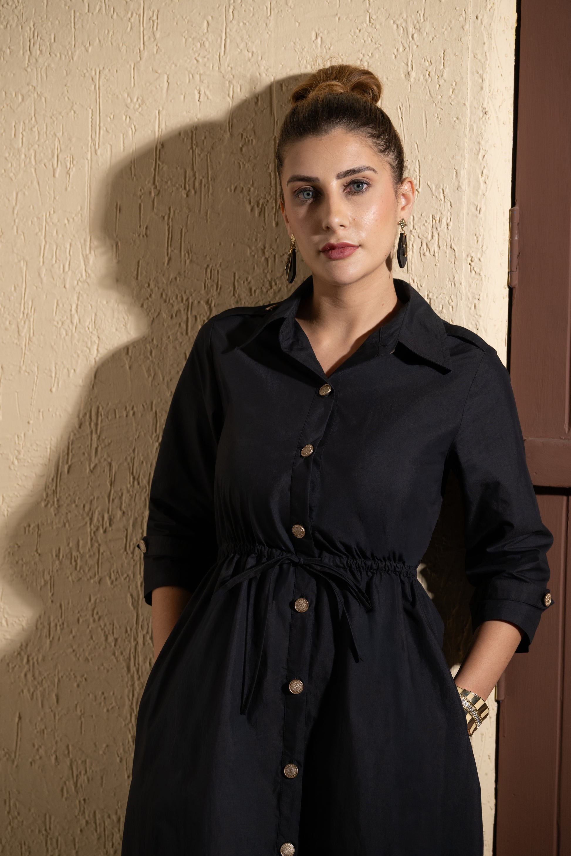 Black Trench Poise Dress