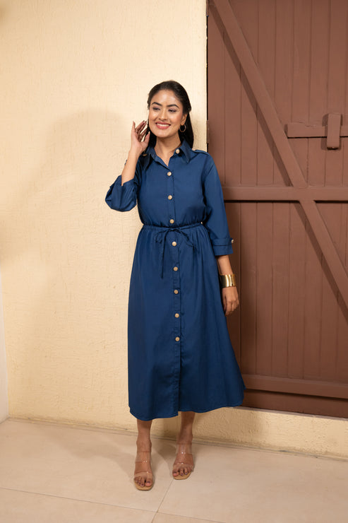 Navy Trench Poise Dress by Pridewear