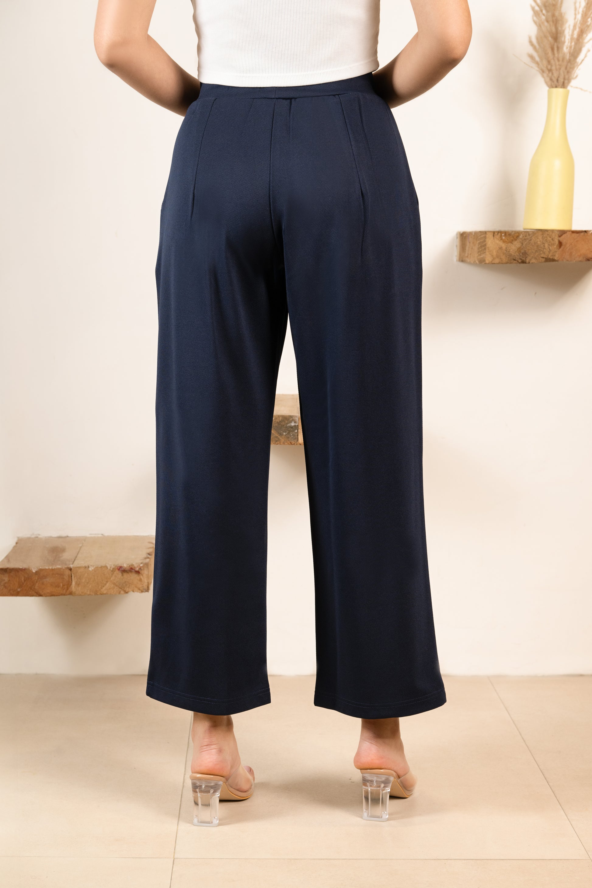 Navy Infinity Pleated Trousers
