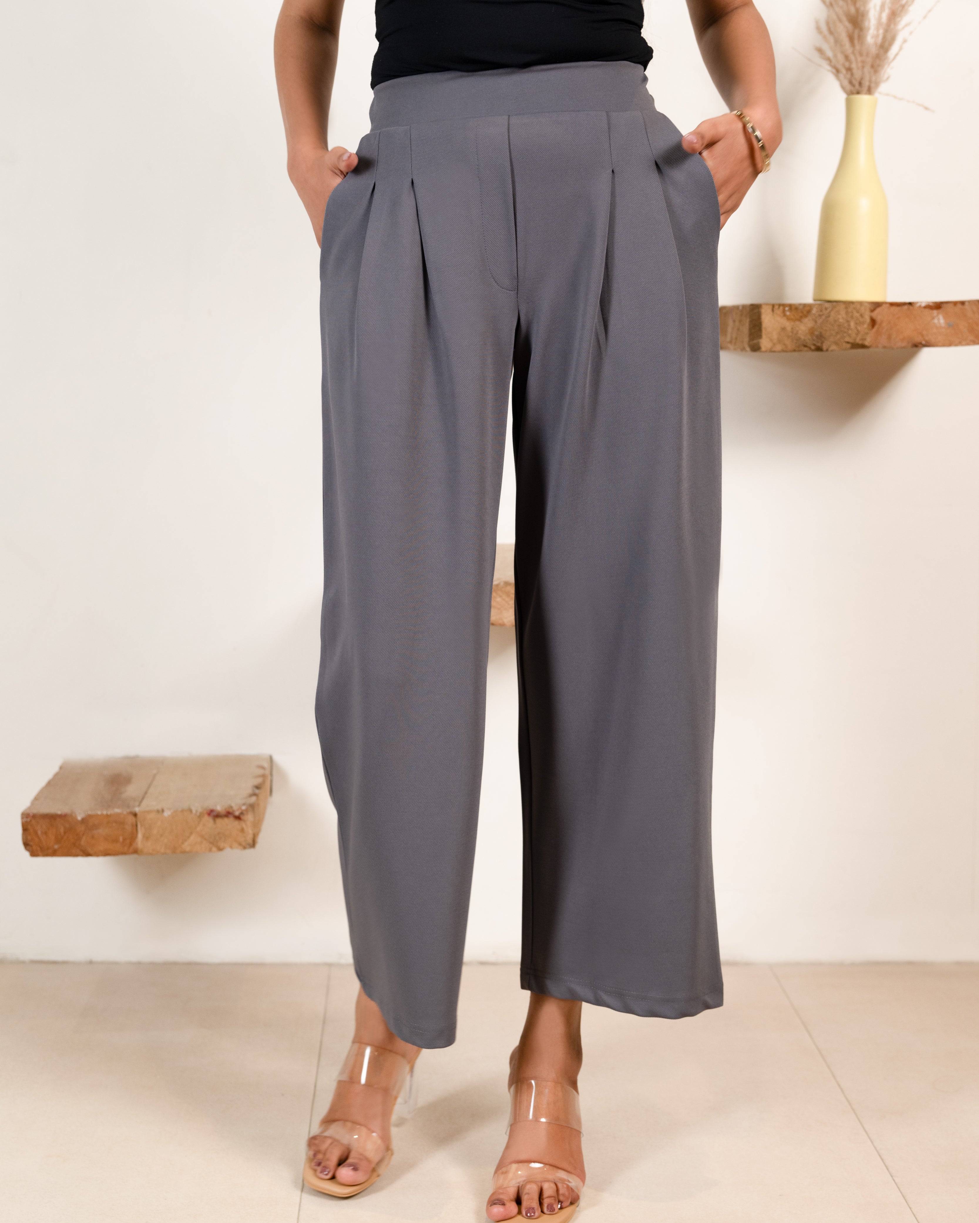 Grey Infinity Pleated Trousers