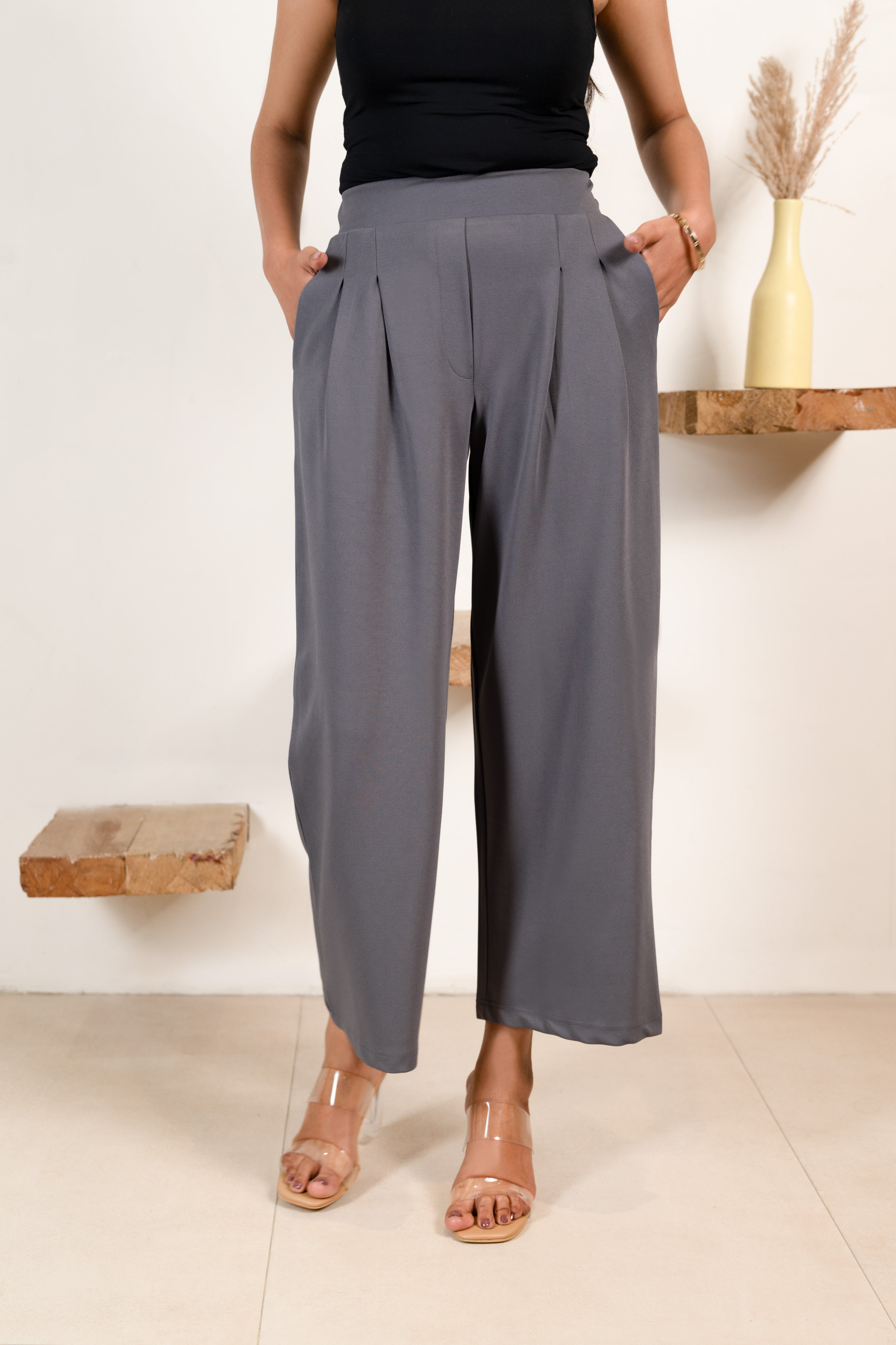 Grey Infinity Pleated Trousers