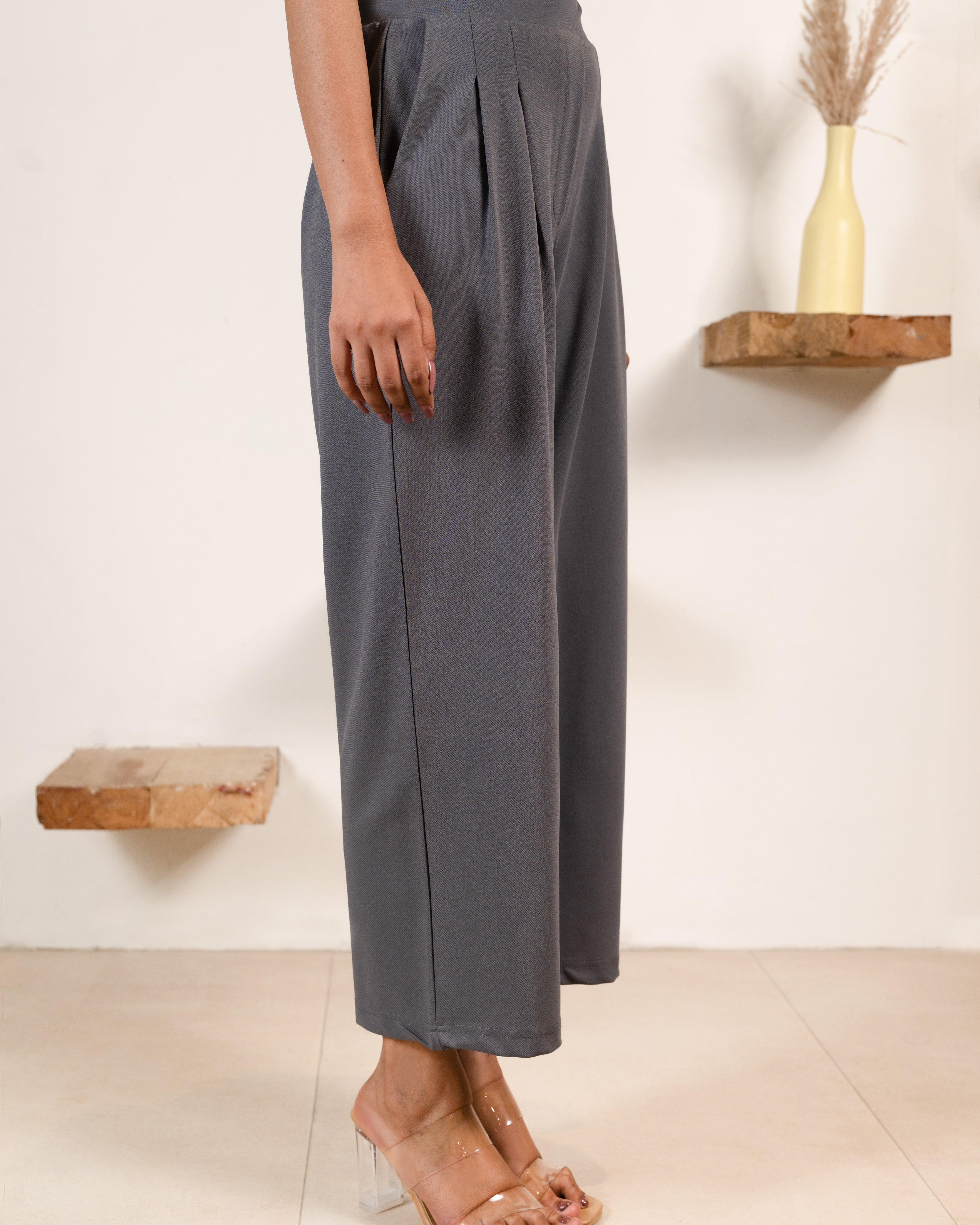 Grey Infinity Pleated Trousers