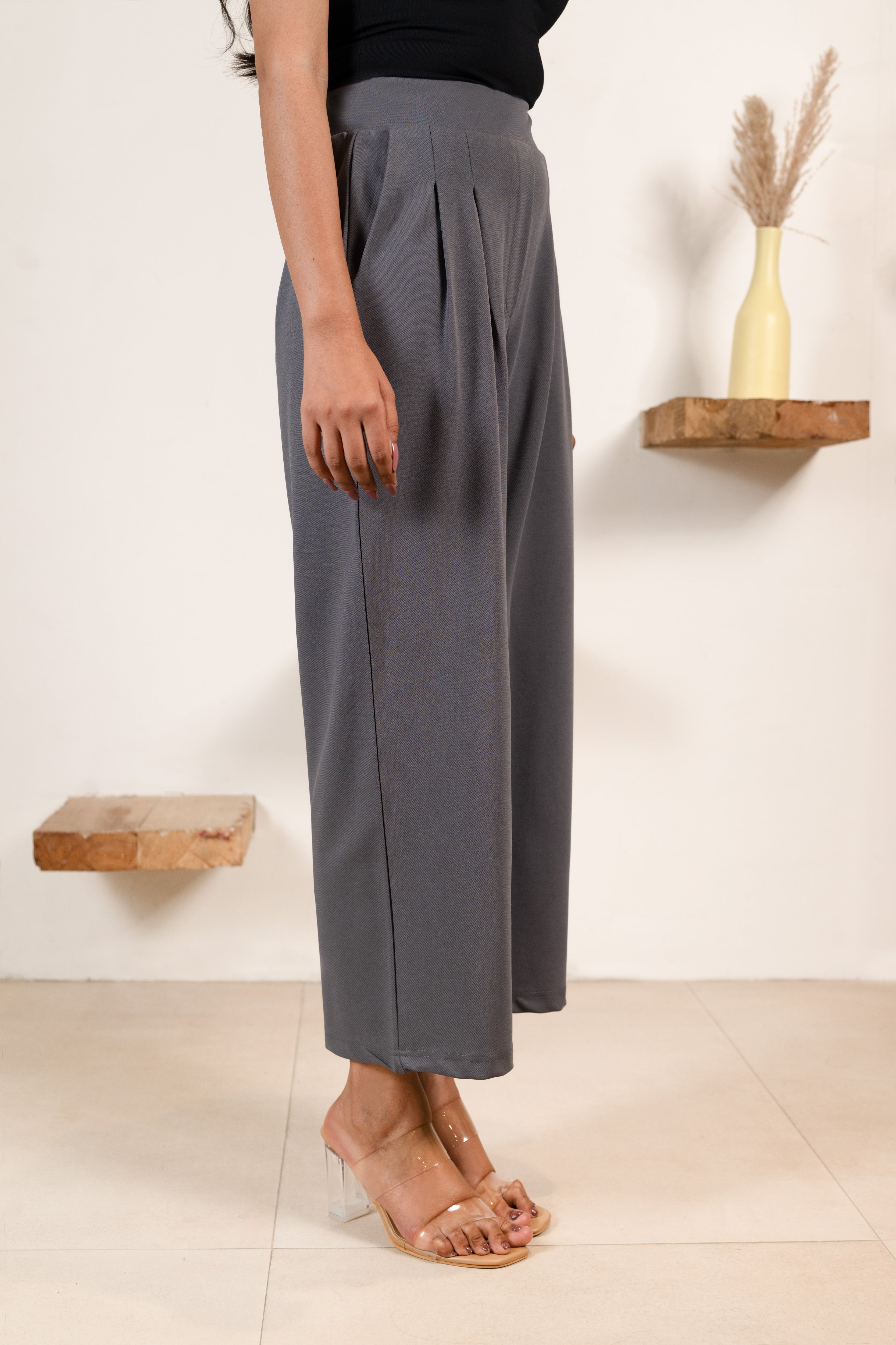 Grey Infinity Pleated Trousers