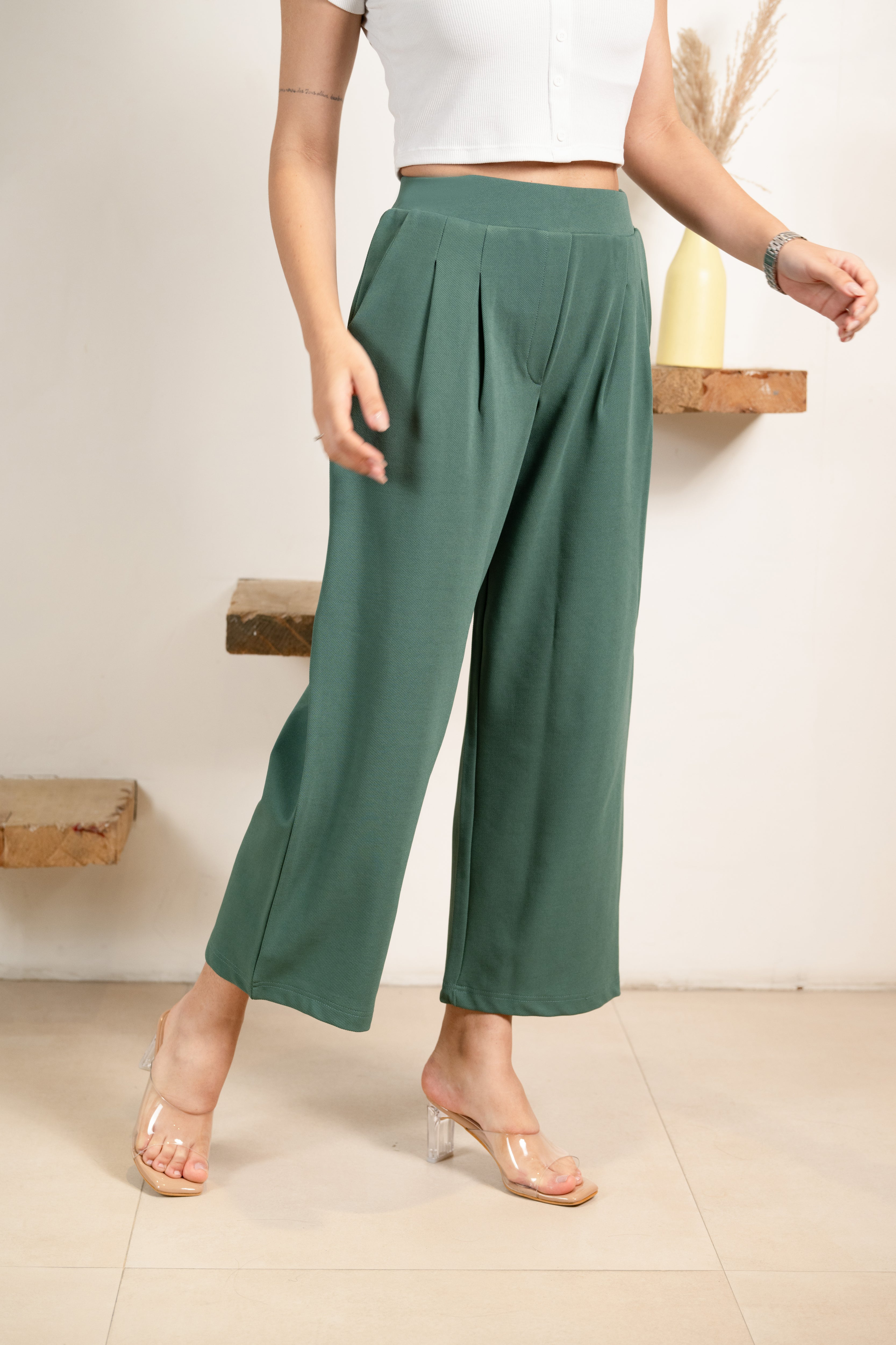 Mint Infinity Pleated Trousers