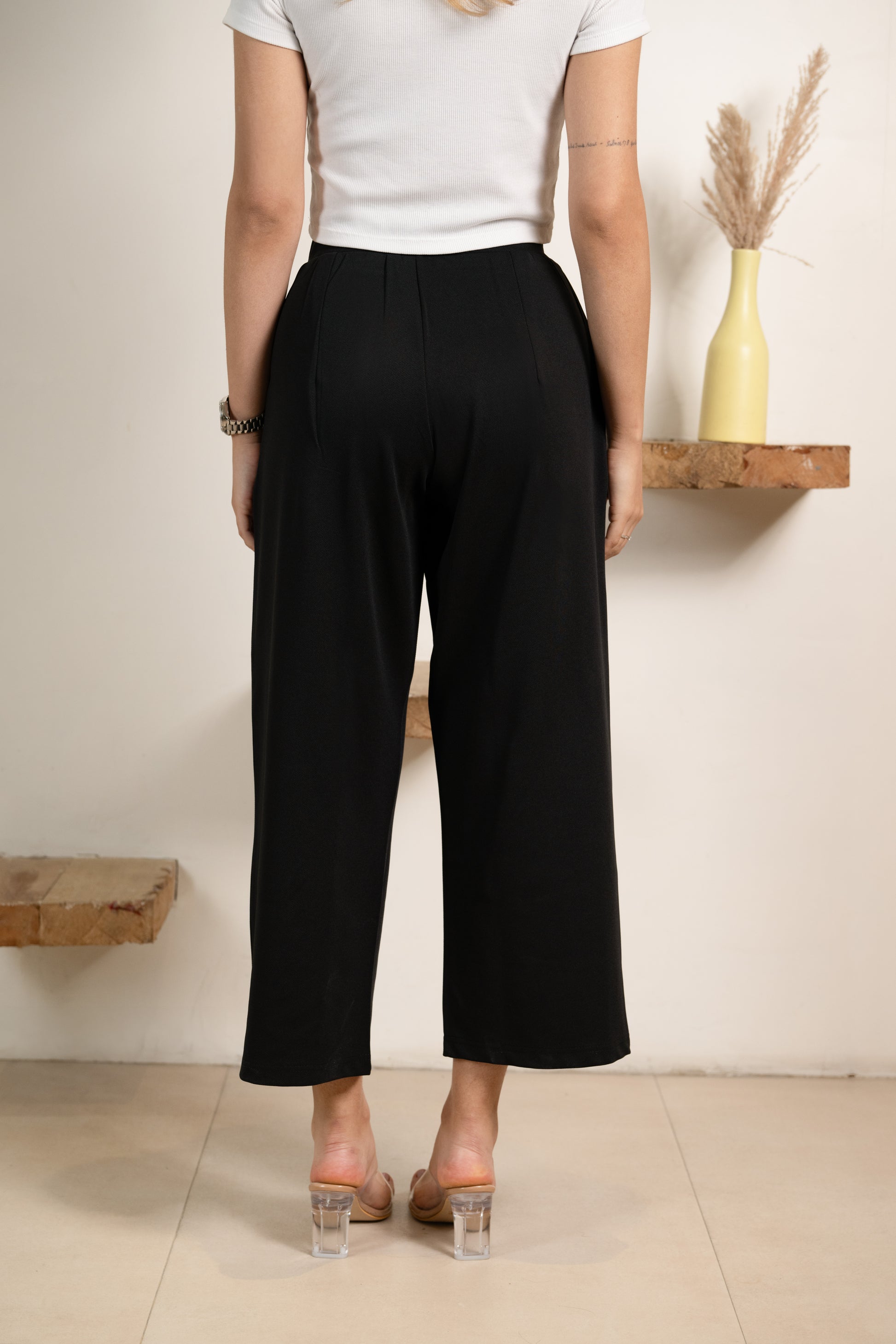 Black Infinity Pleated Trousers