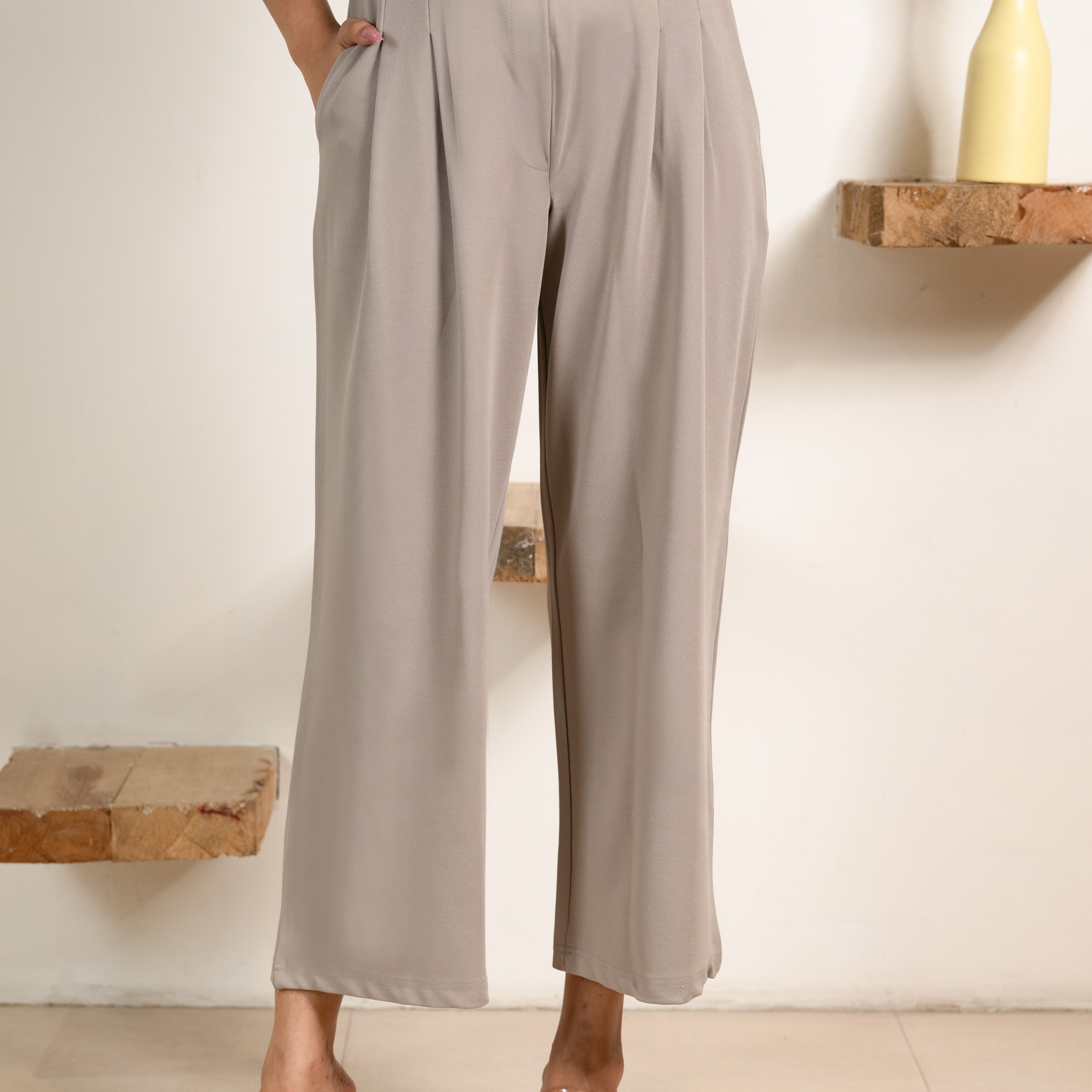 Light Grey Infinity Pleated Trousers