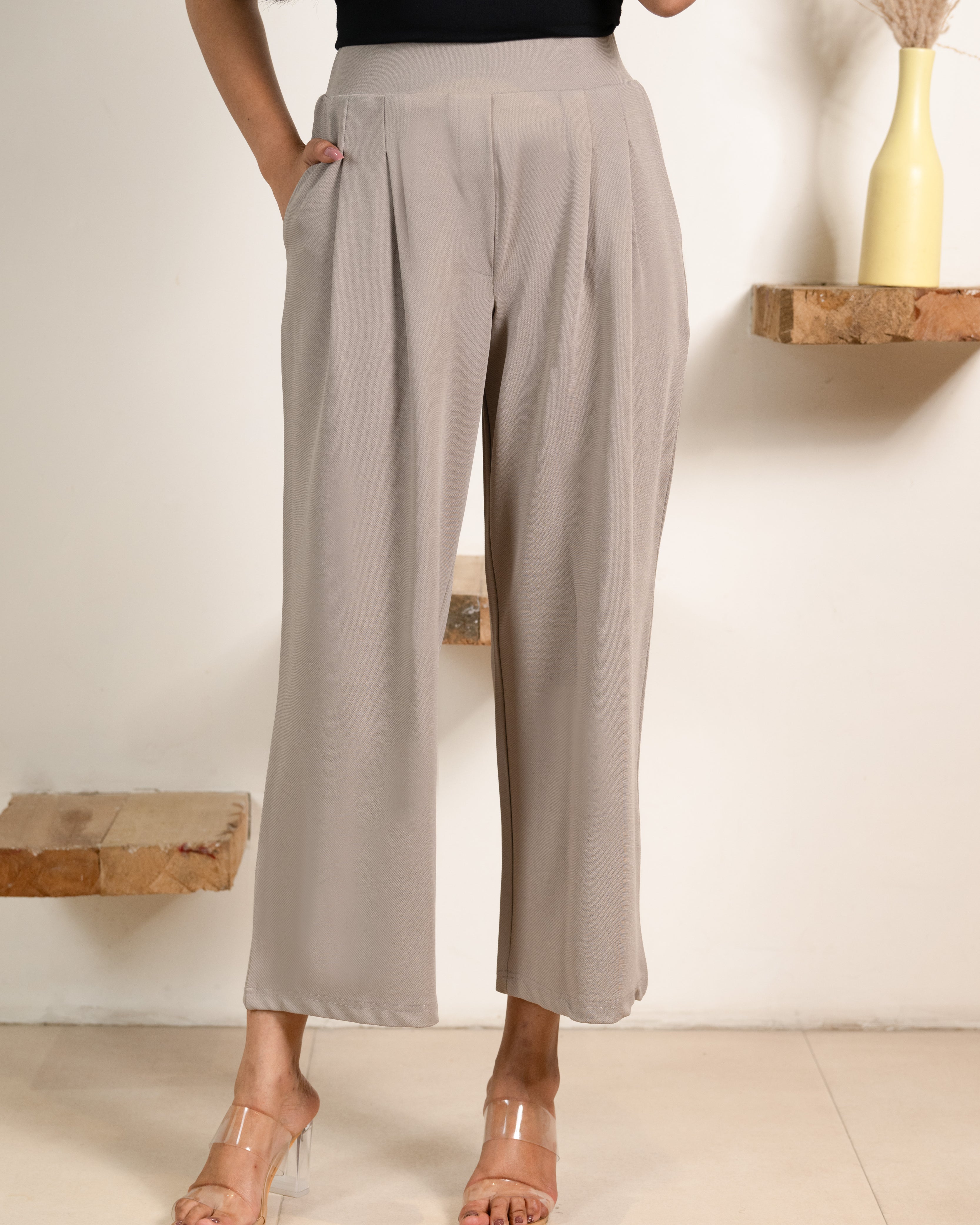 Light Grey Infinity Pleated Trousers