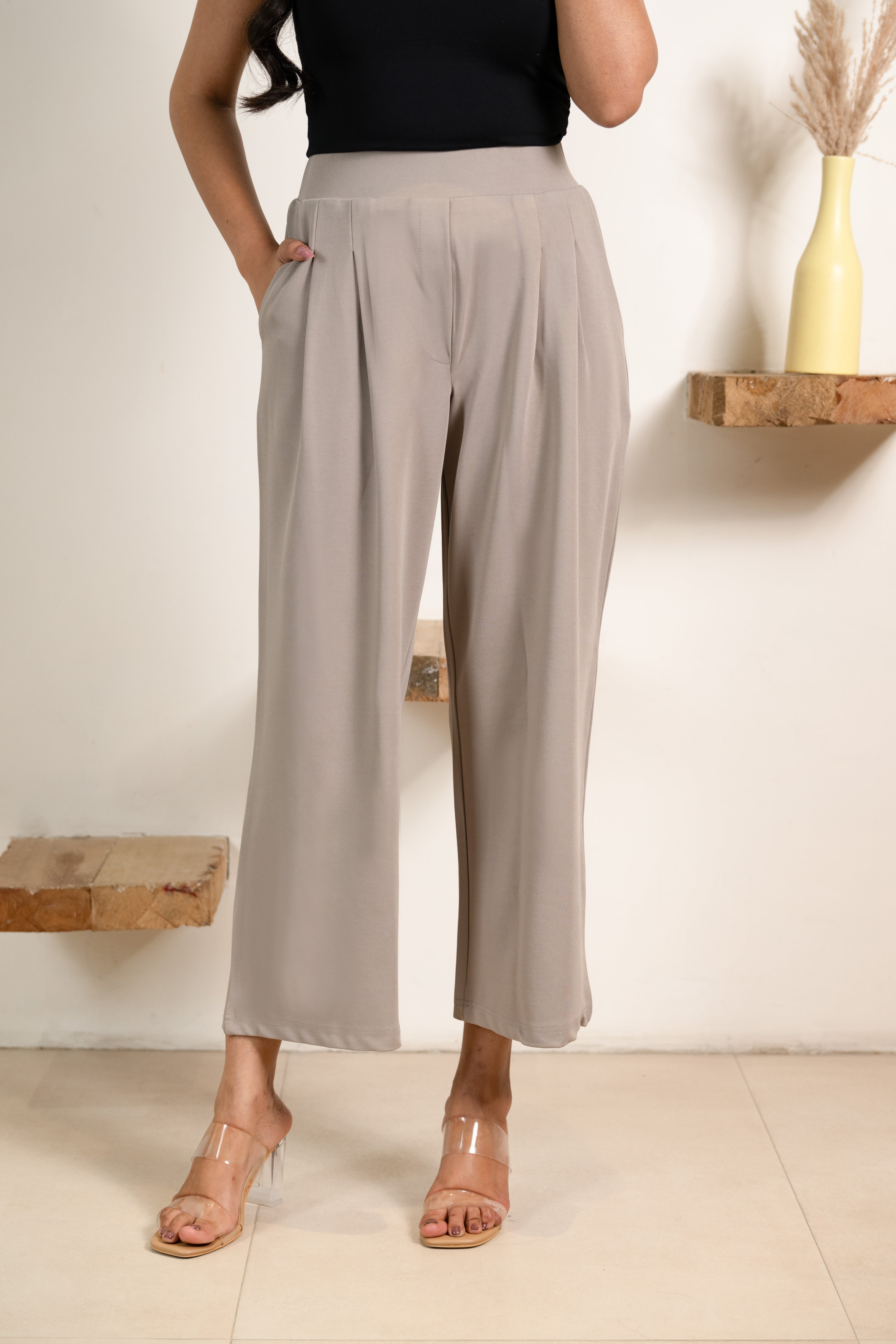Light Grey Infinity Pleated Trousers