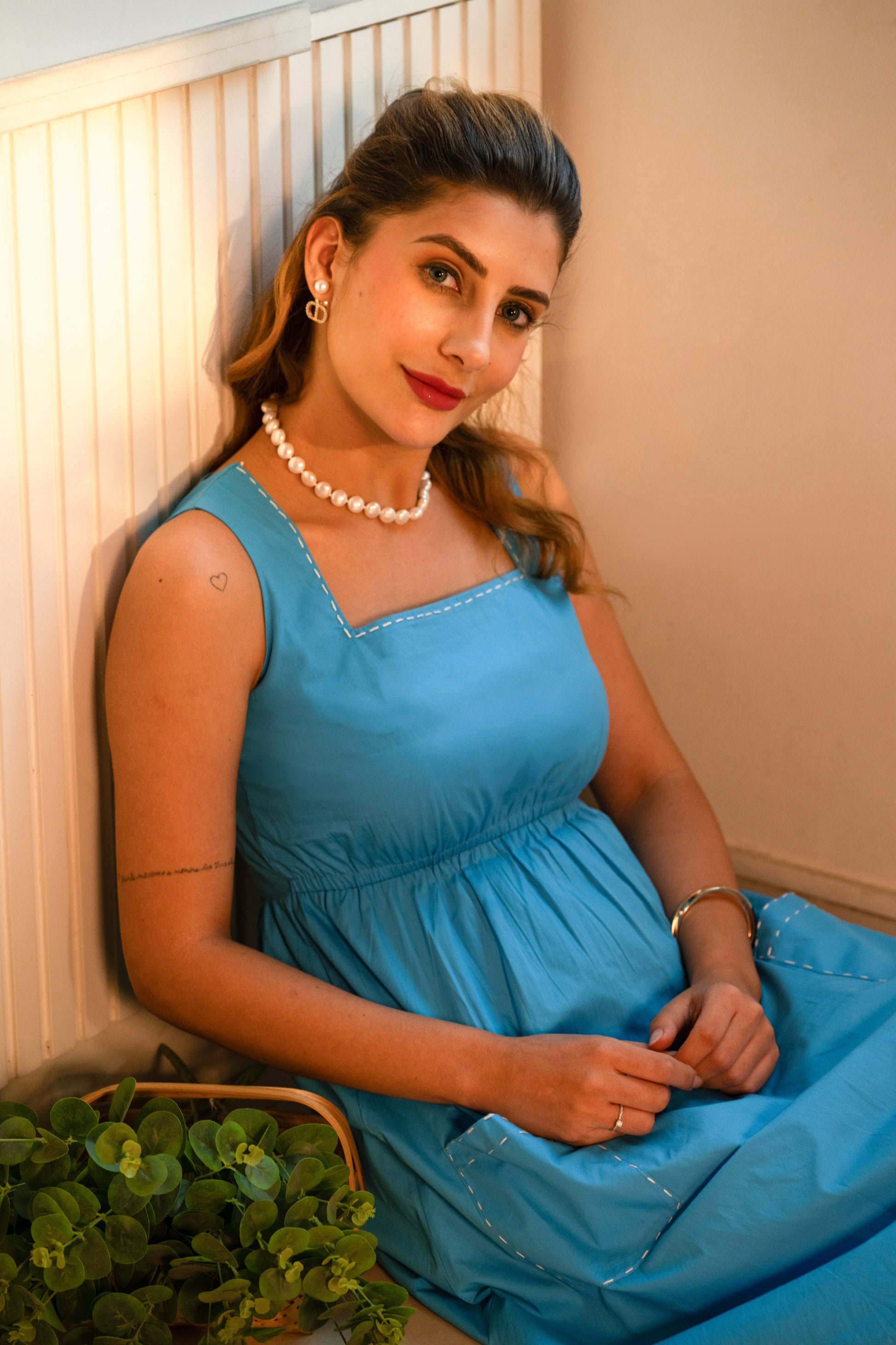 Blue Square Bloom Dress