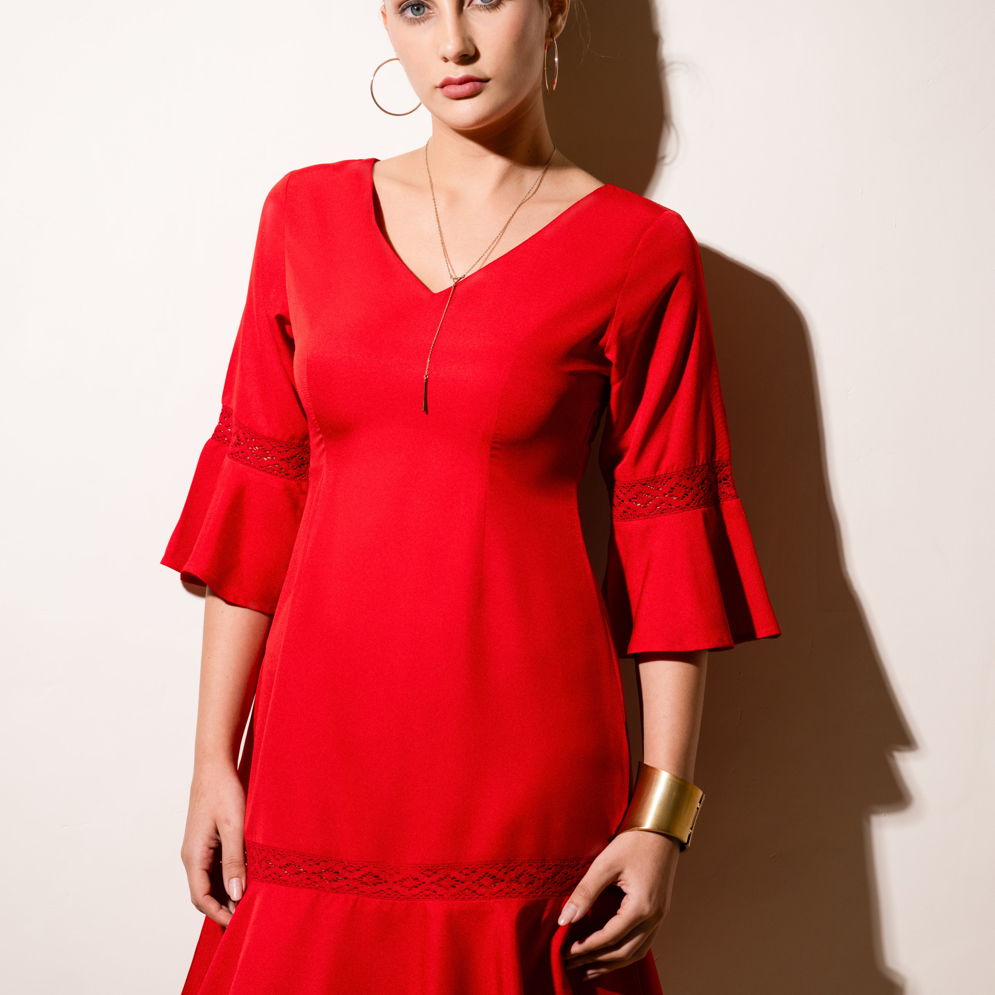 Red Ruffle Charm Dress