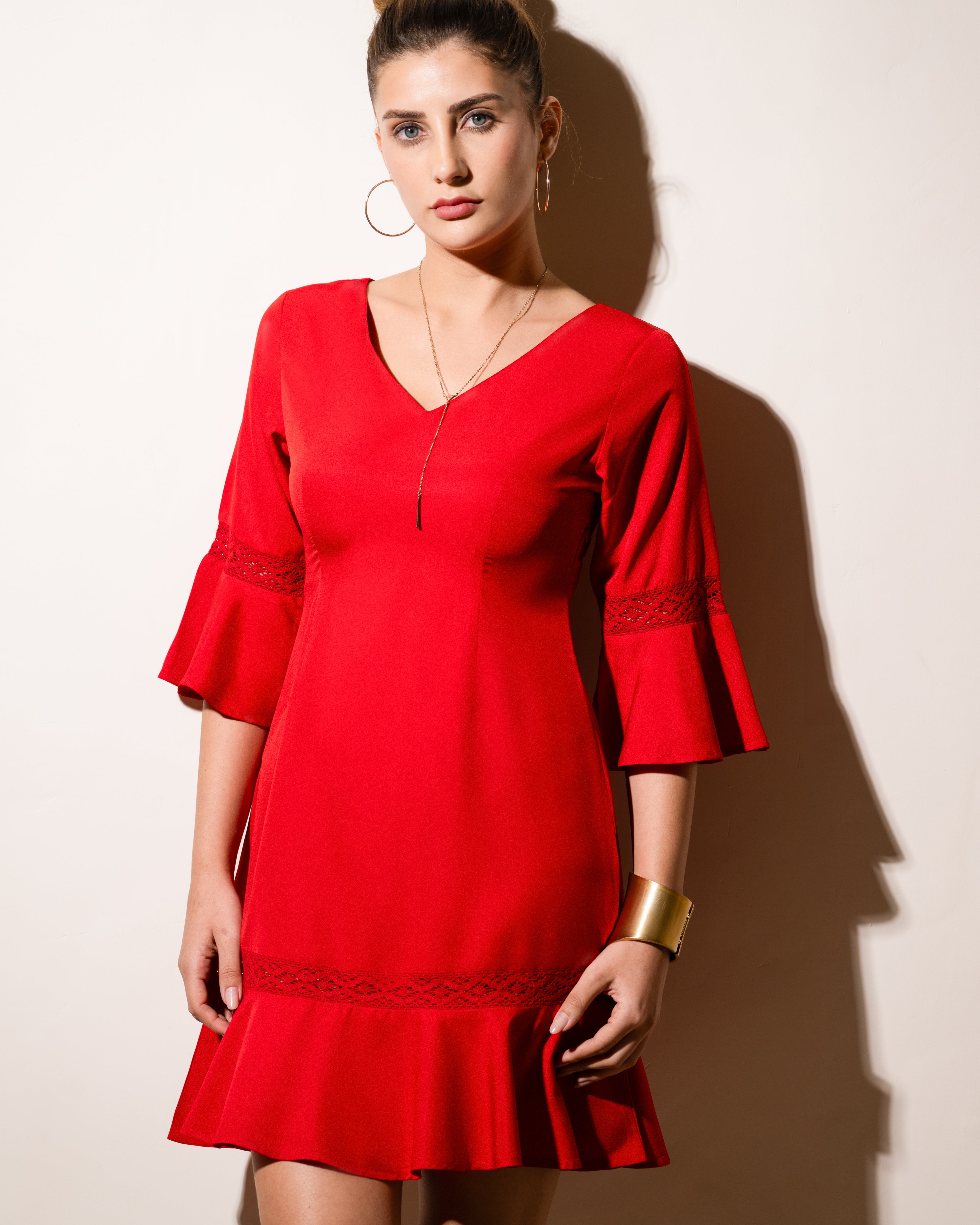 Red Ruffle Charm Dress