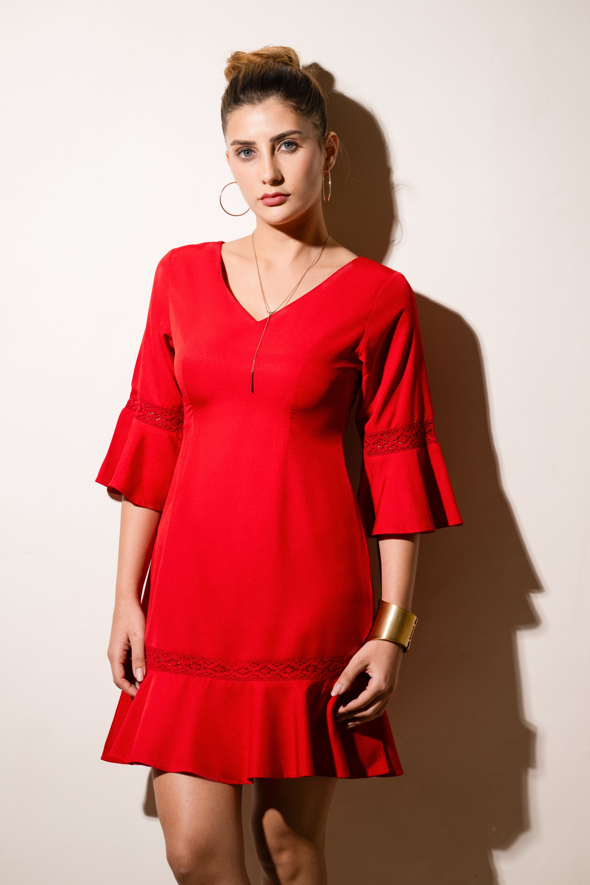 Red Ruffle Charm Dress