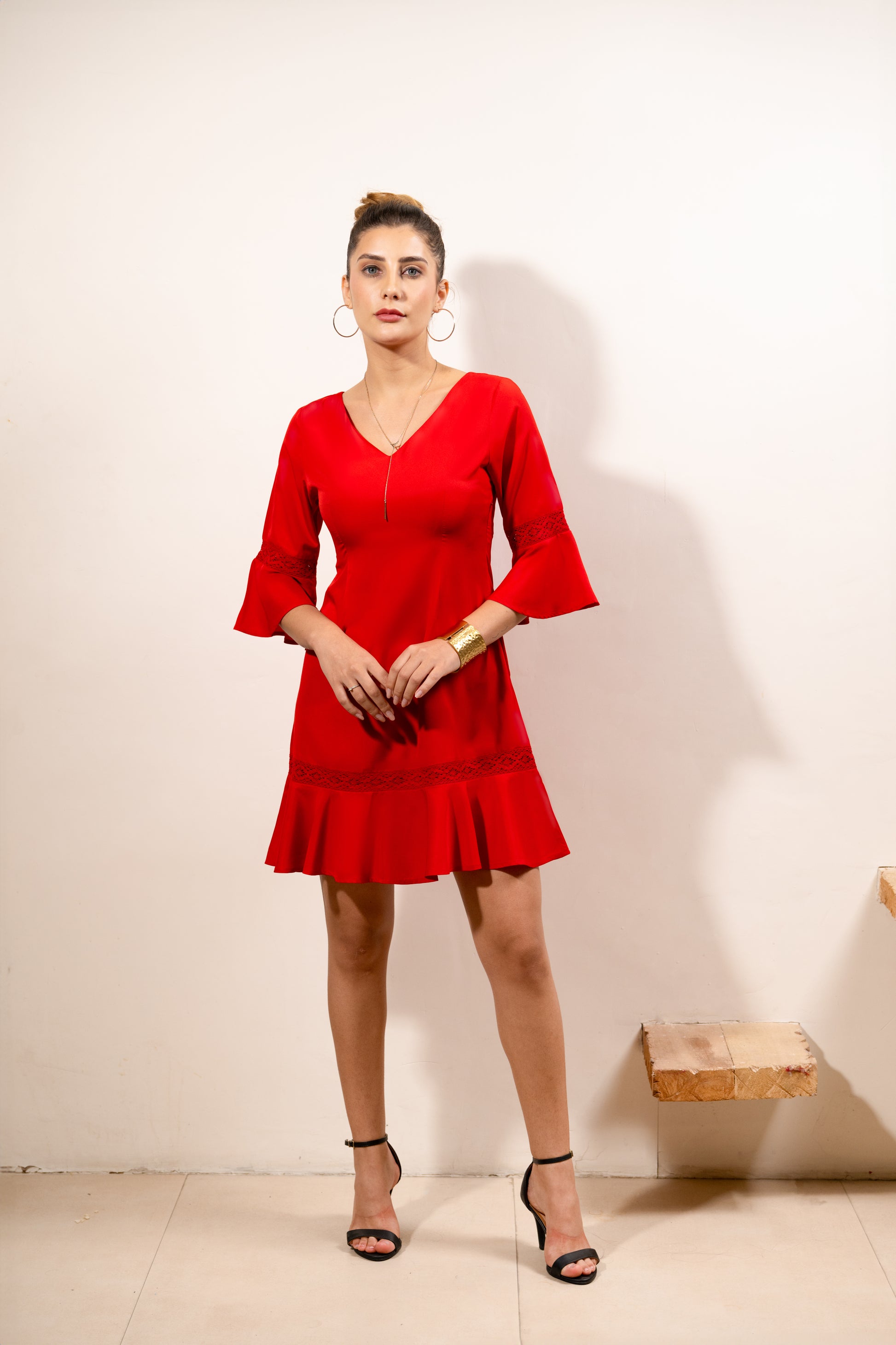 Red Ruffle Charm Dress