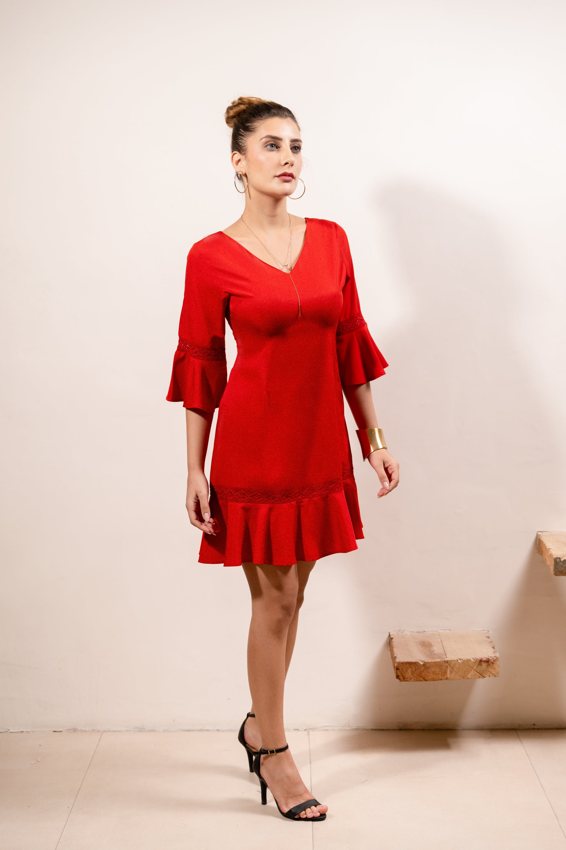 Red Ruffle Charm Dress