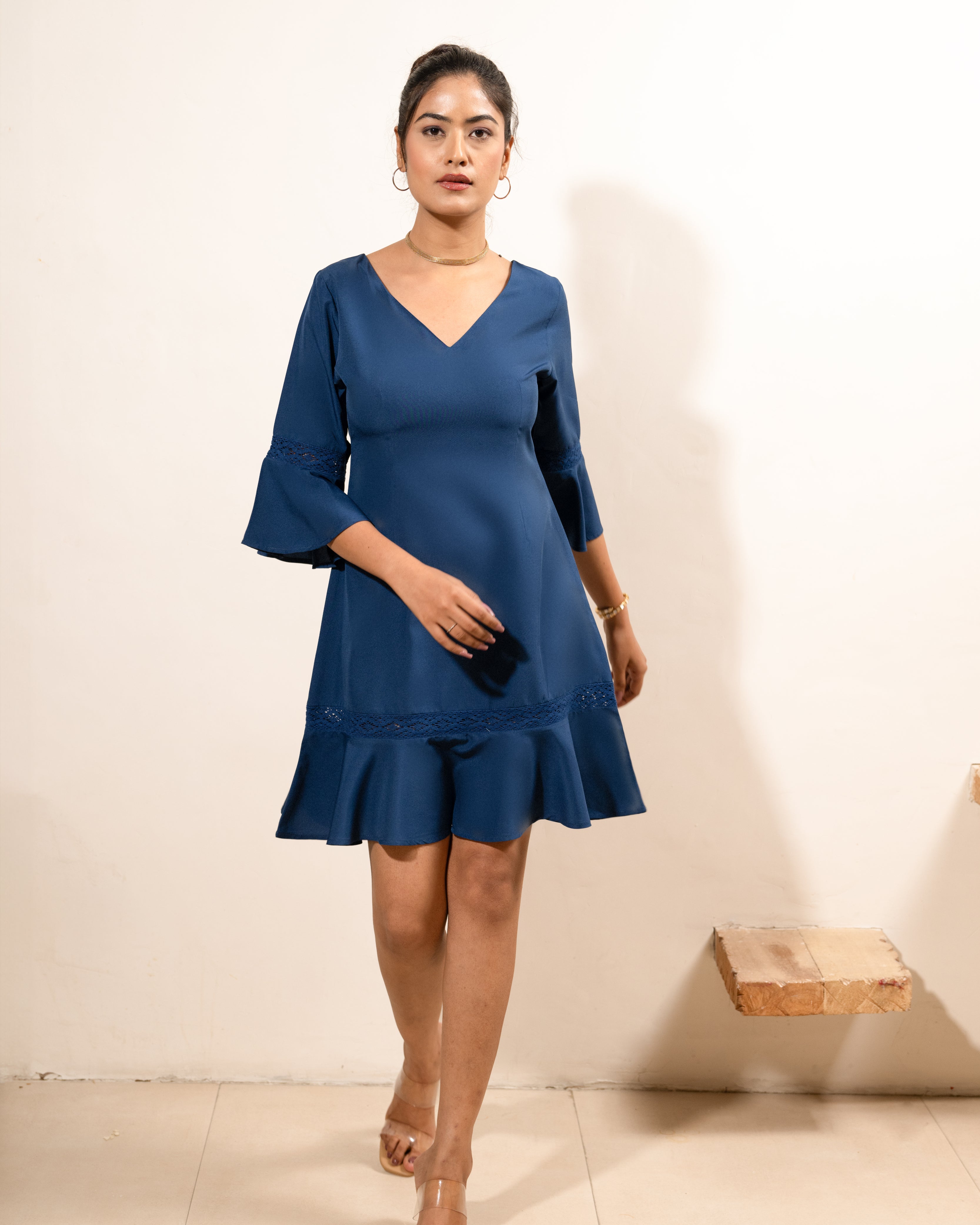 Navy Ruffle Charm Dress