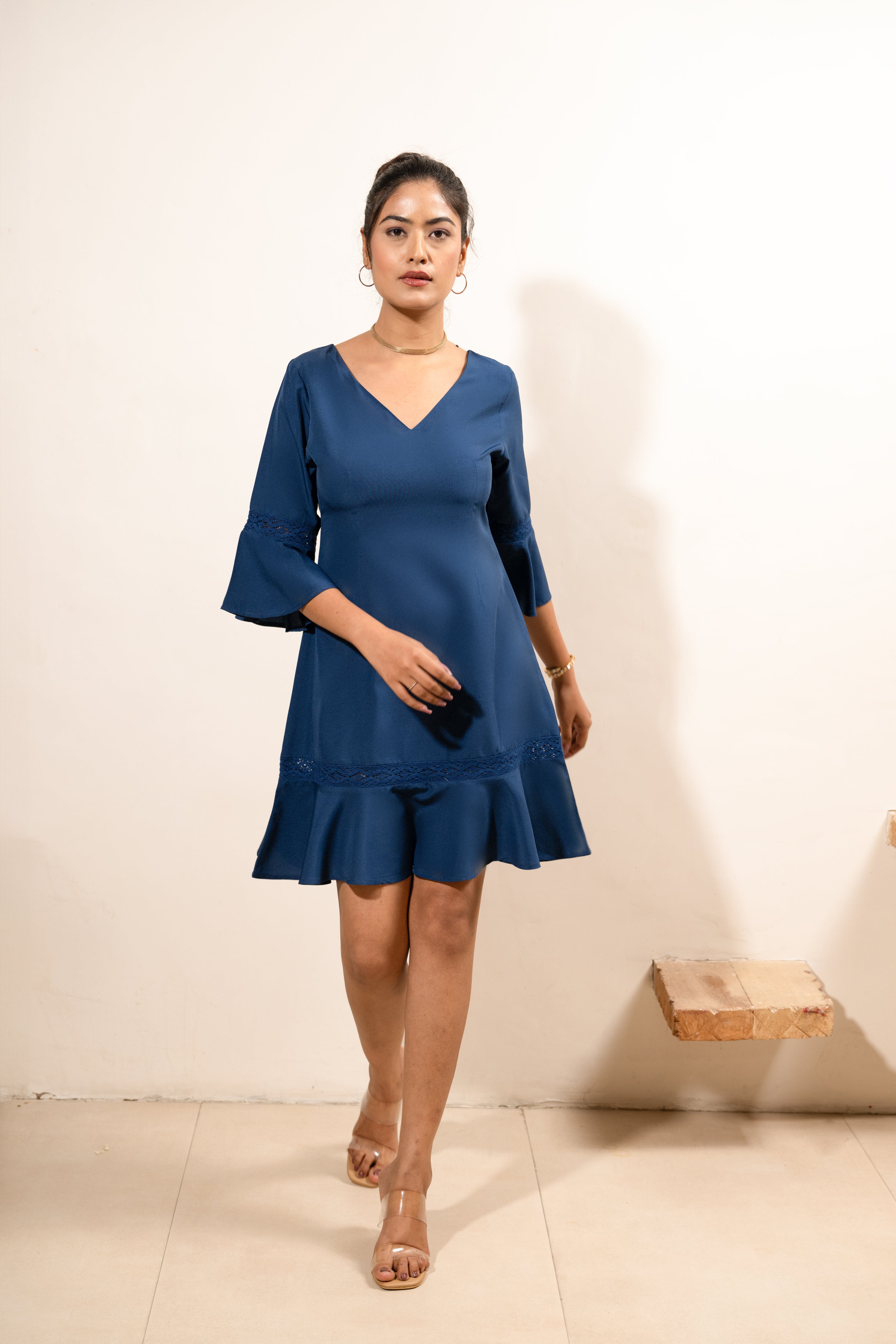 Navy Ruffle Charm Dress