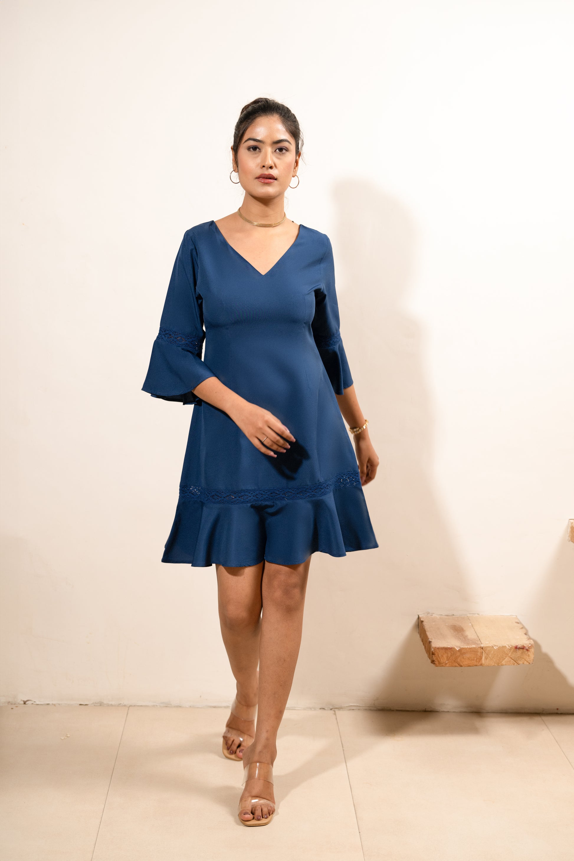Navy Ruffle Charm Dress