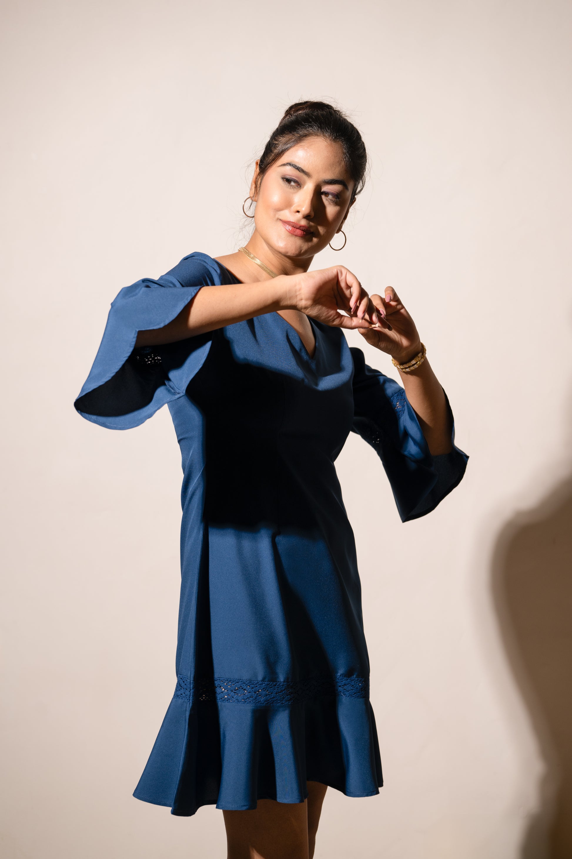 Navy Ruffle Charm Dress