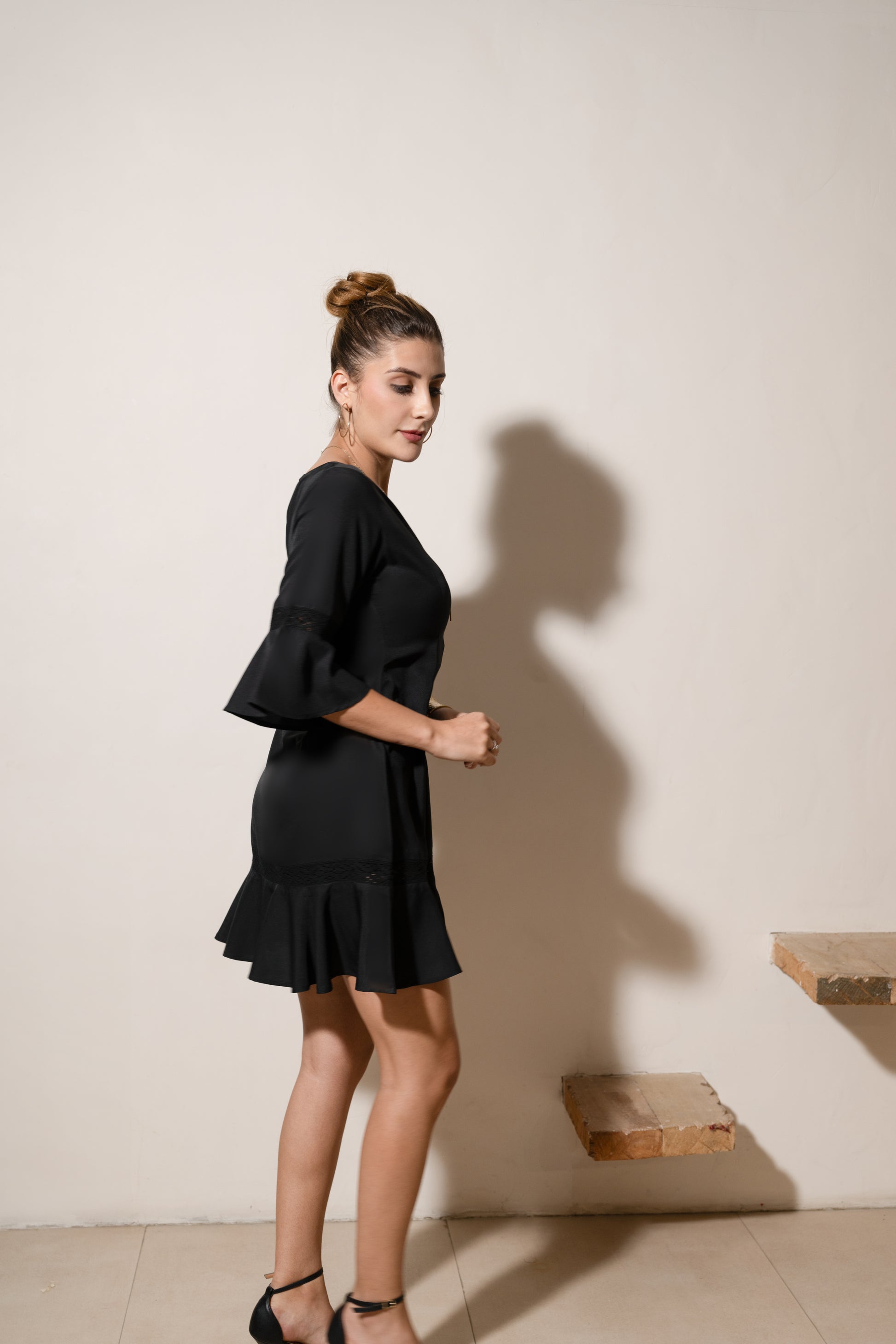 Black Ruffle Charm Dress
