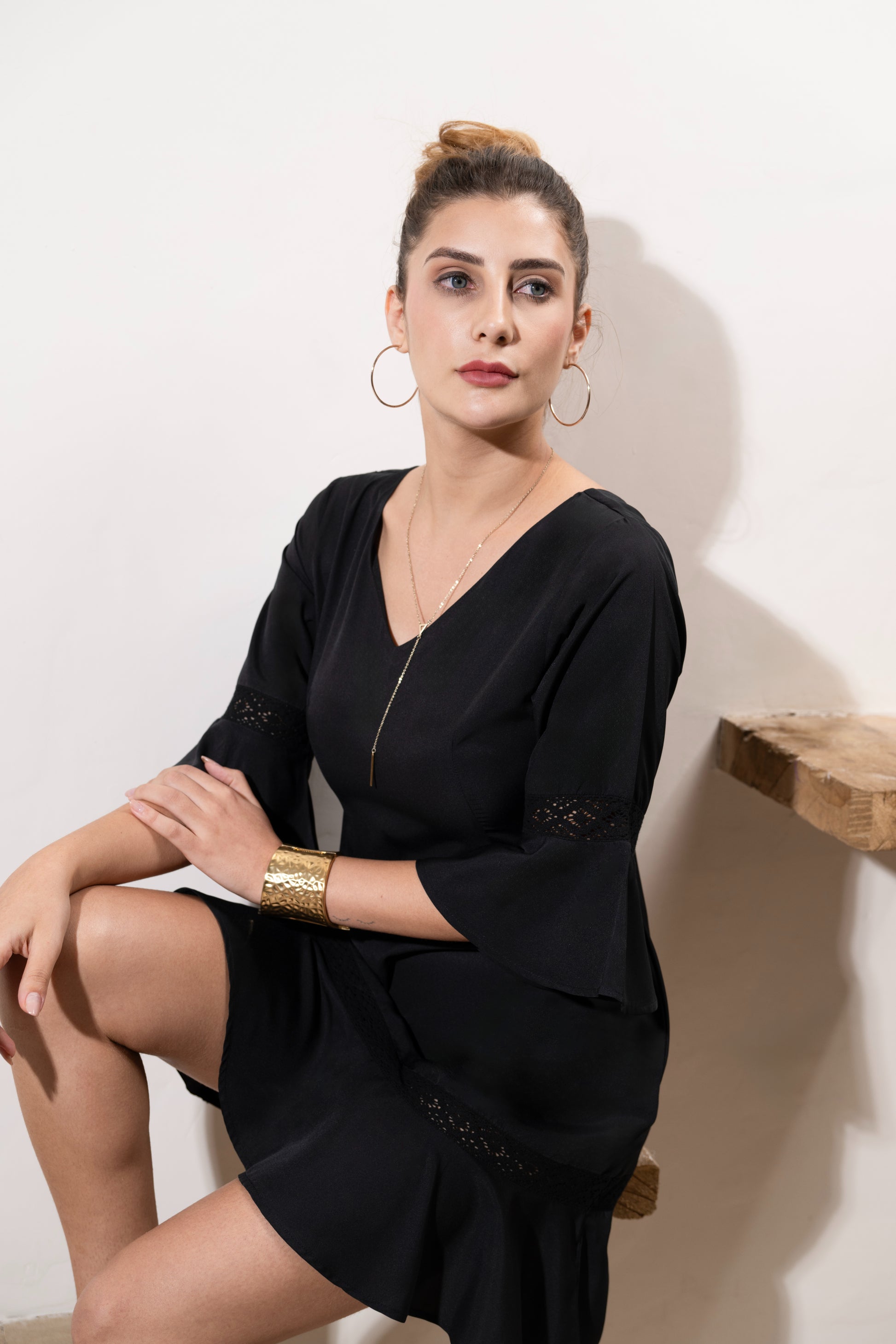 Black Ruffle Charm Dress