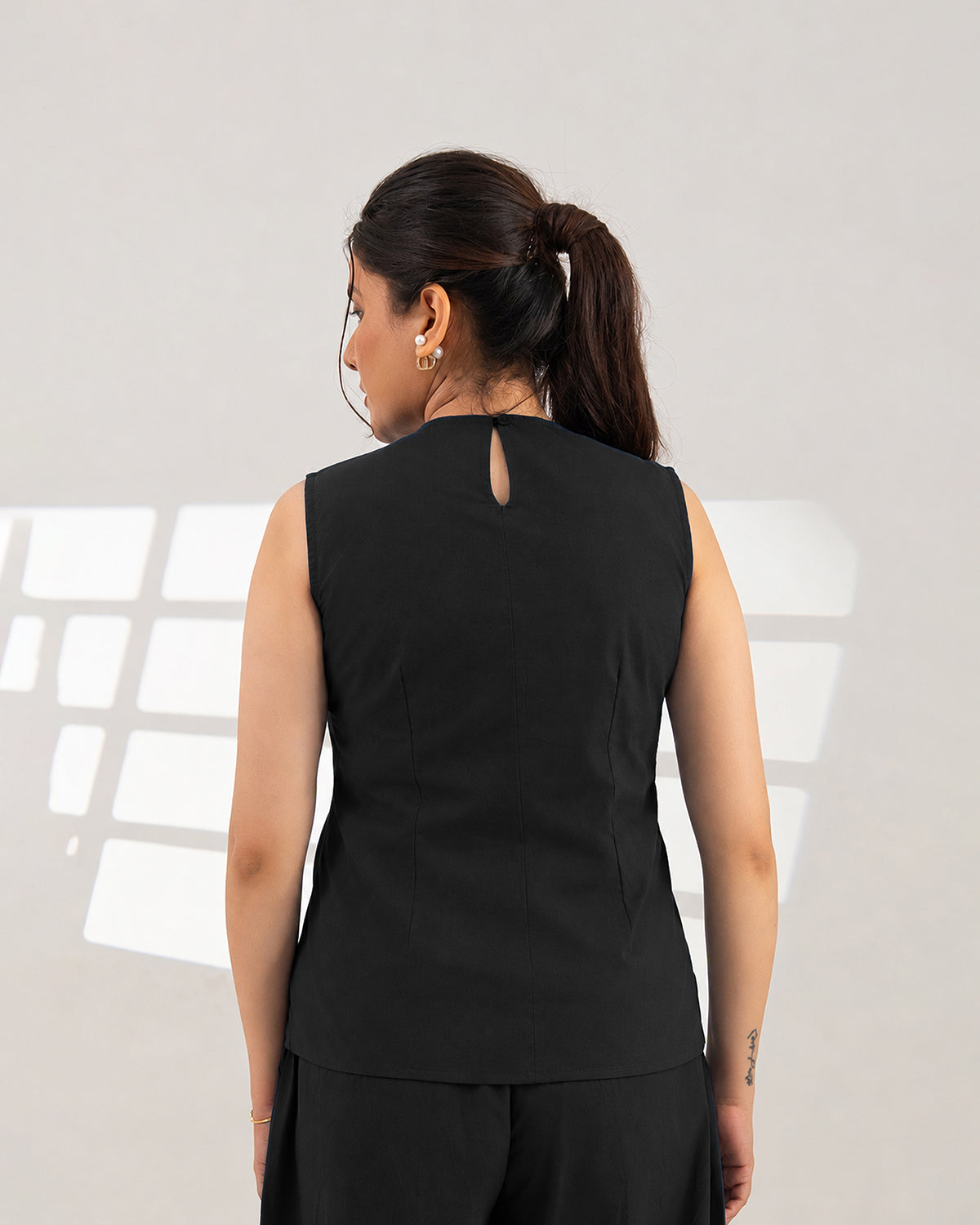 Black Meteor Drape Top