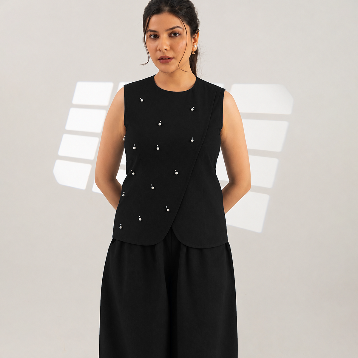 Black Meteor Drape Top