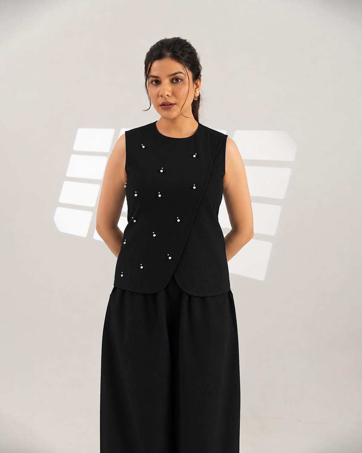 Black Meteor Drape Top