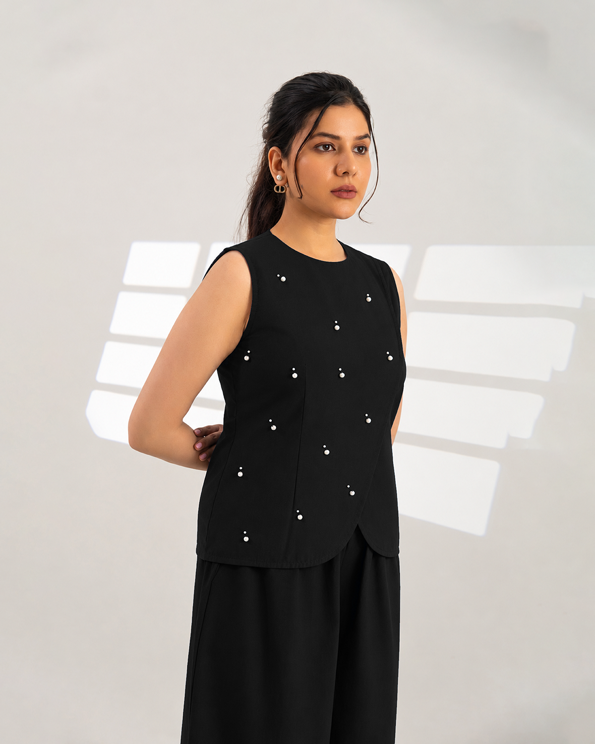 Black Meteor Drape Top