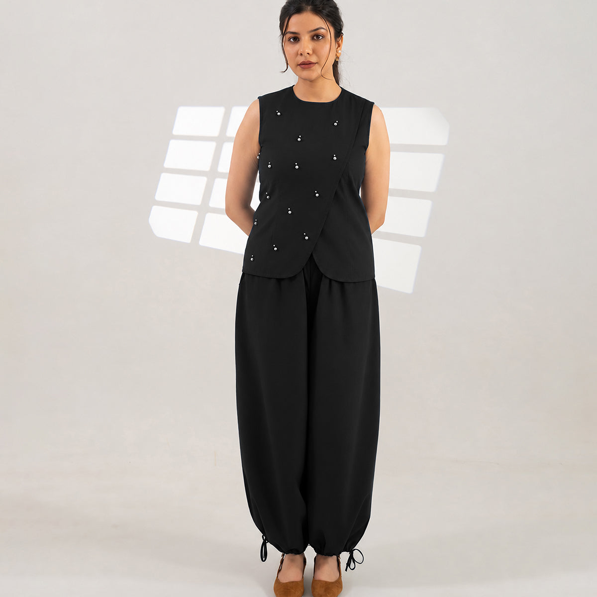 Black Meteor Drape Co-ord Set