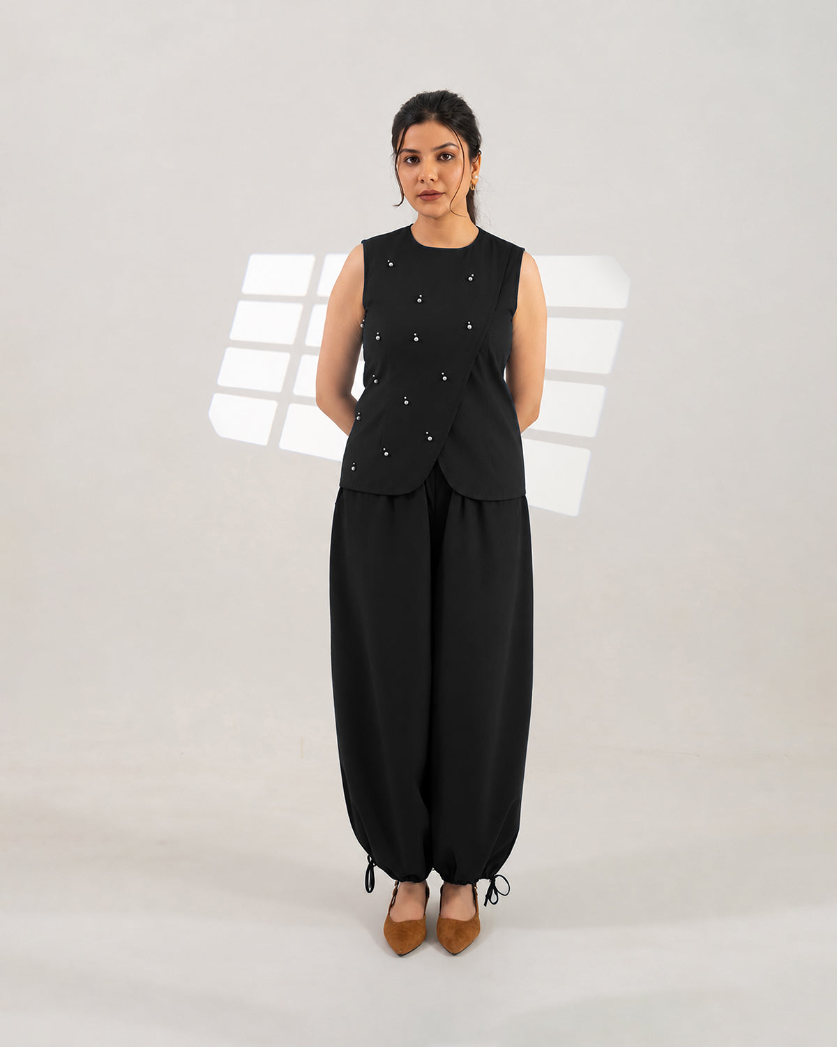 Black Meteor Drape Co-ord Set