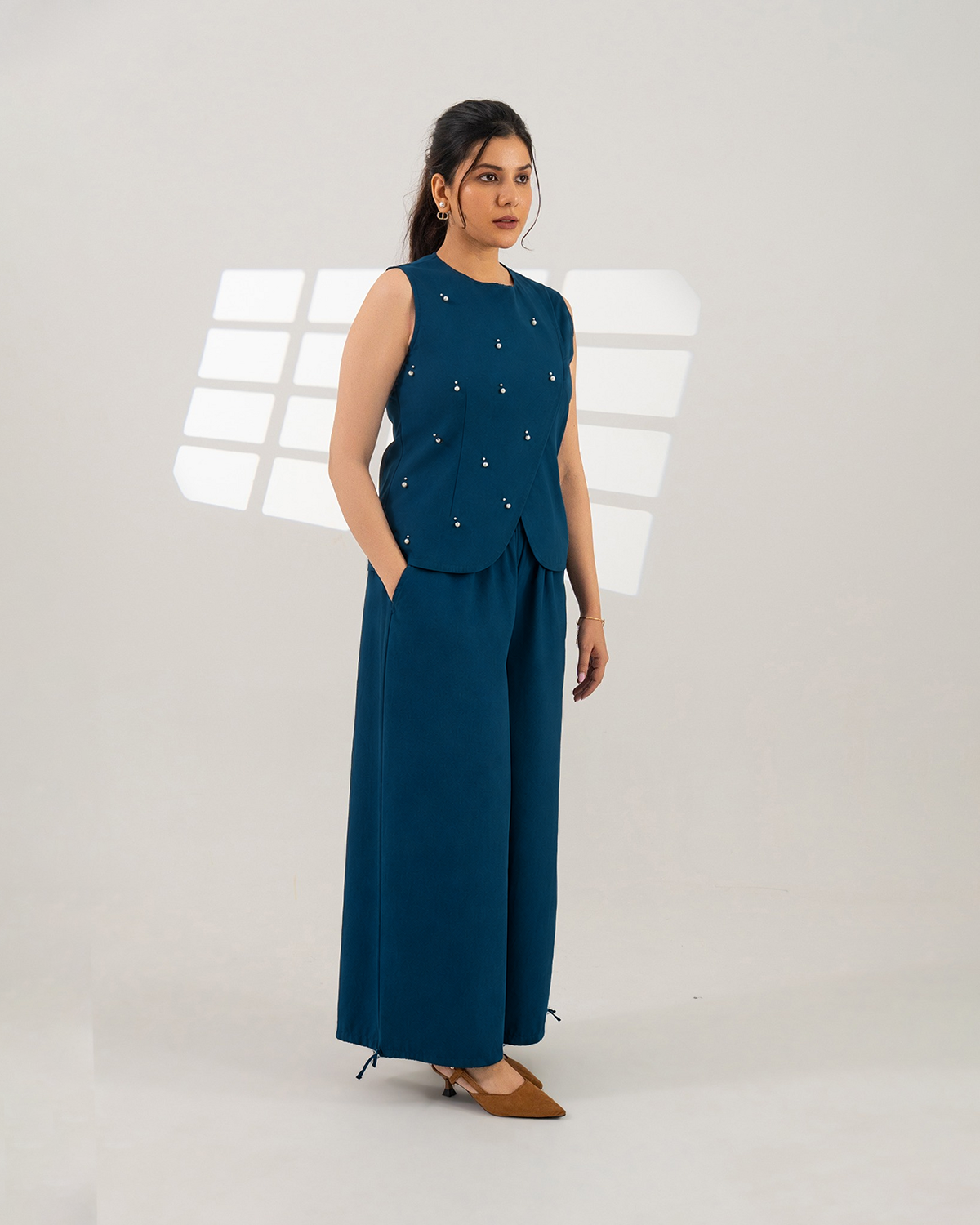 Navy Meteor Drape Co-ord Set