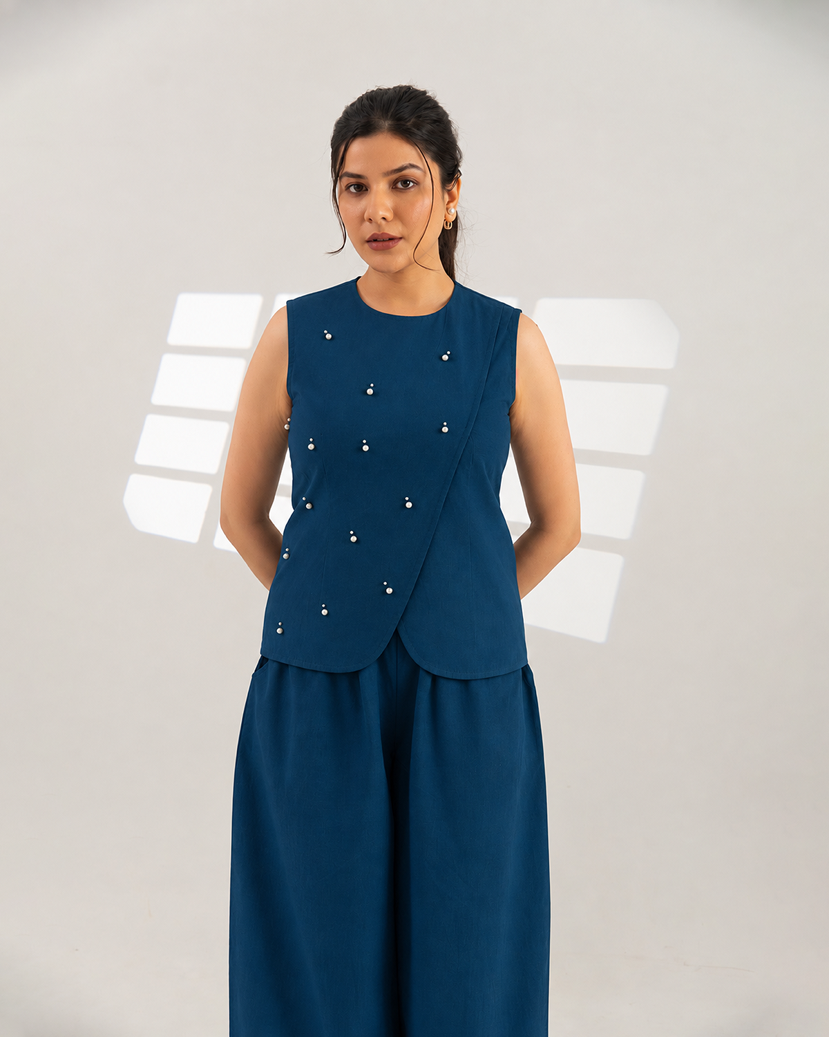 Navy Meteor Drape Top