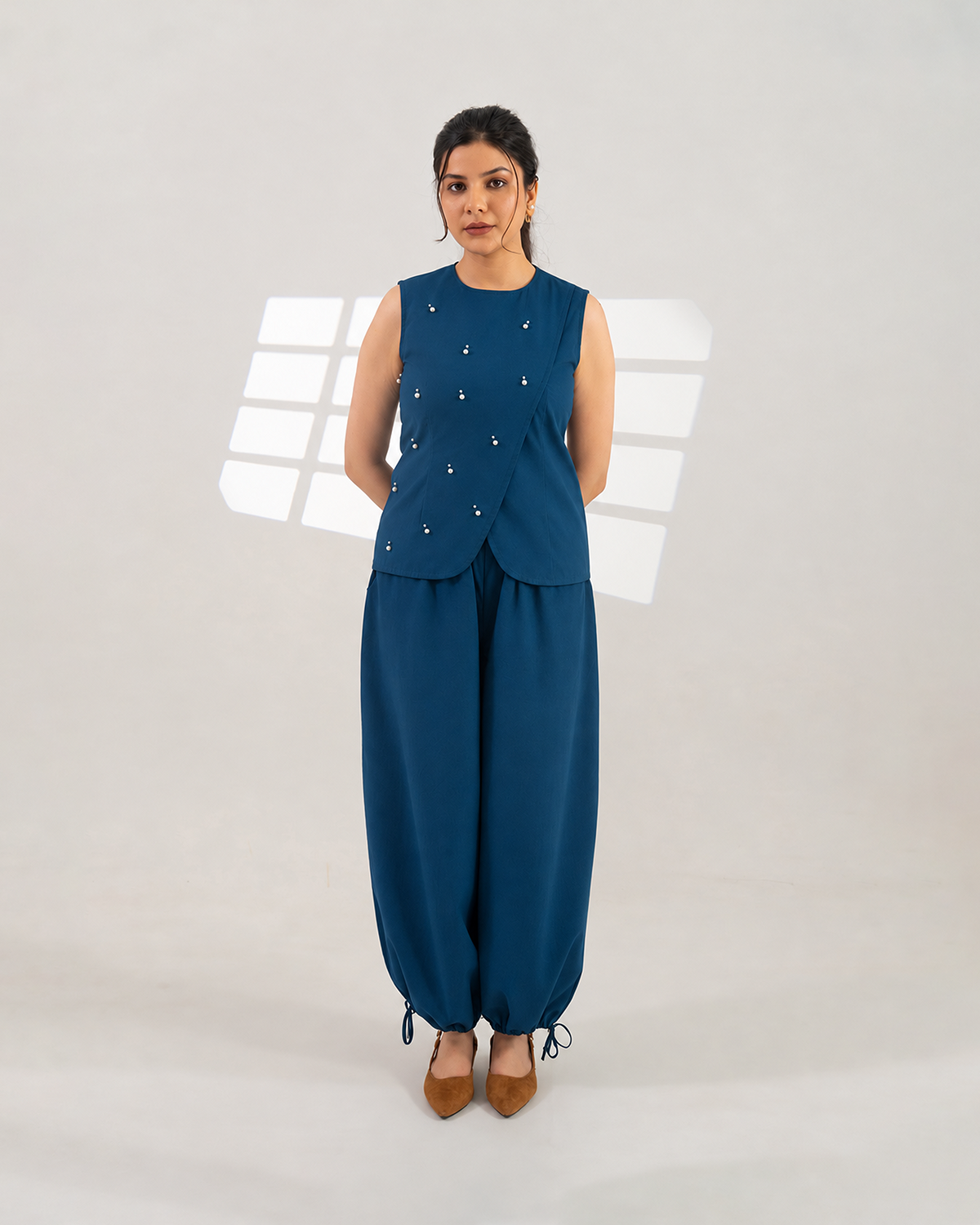 Navy Meteor Drape Co-ord Set