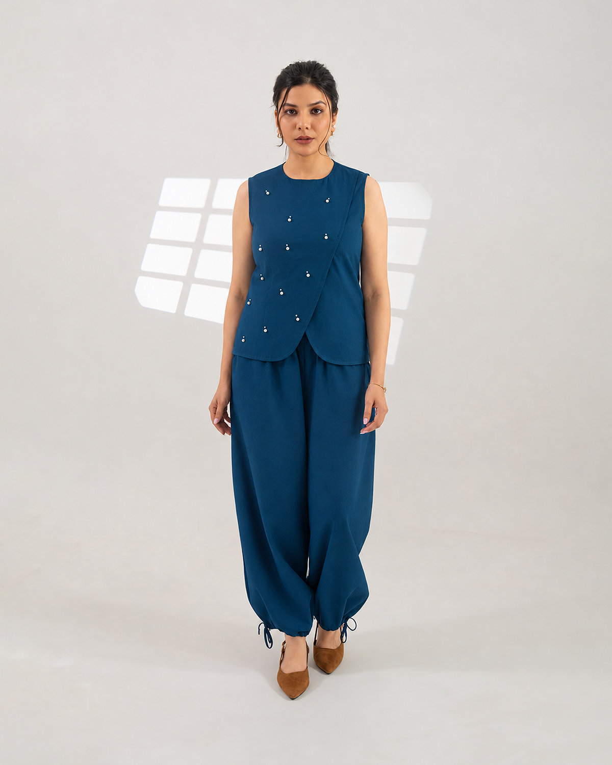 Navy Meteor Drape Co-ord Set