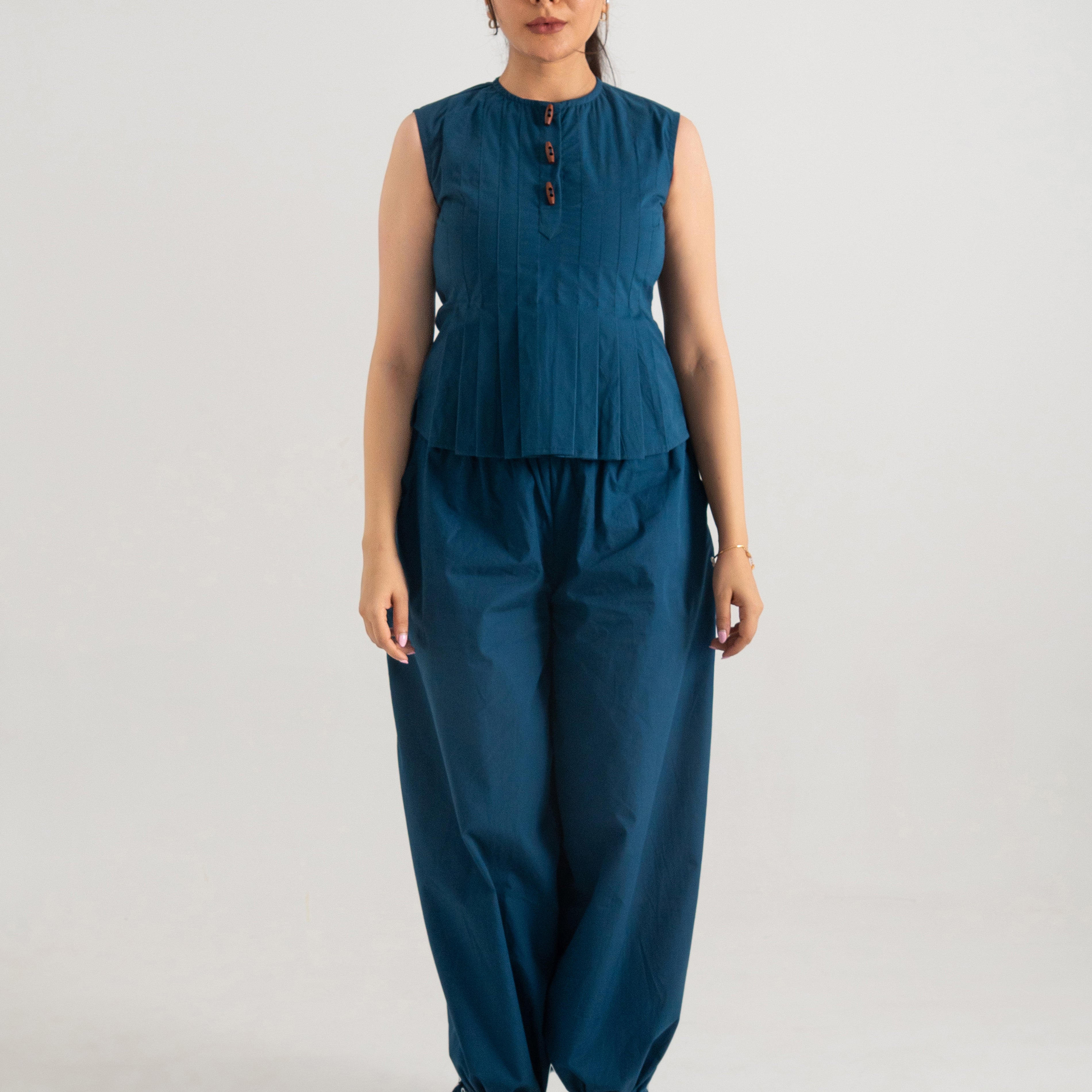 Navy Buttoned Grace Co-ord Set