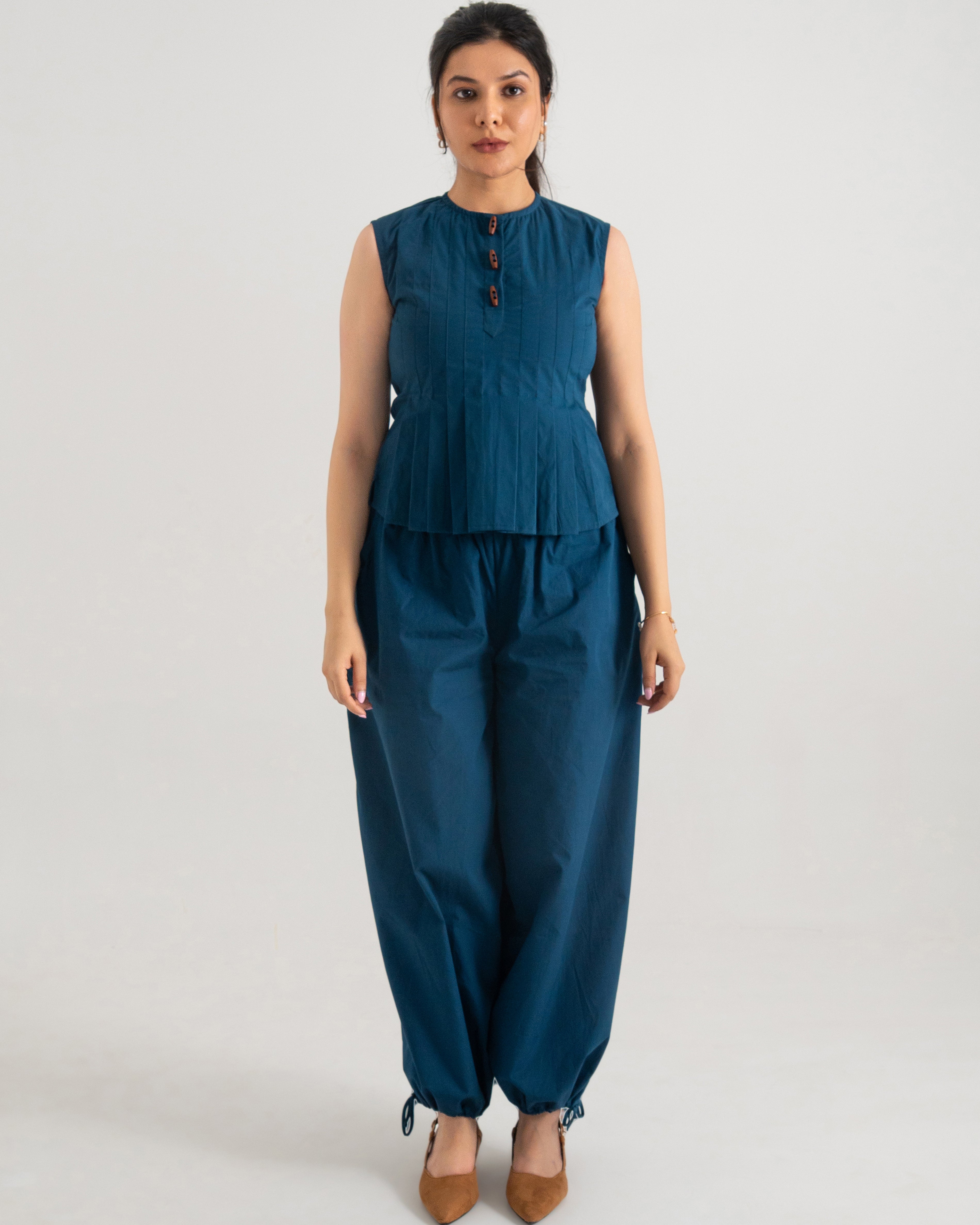 Navy Buttoned Grace Co-ord Set