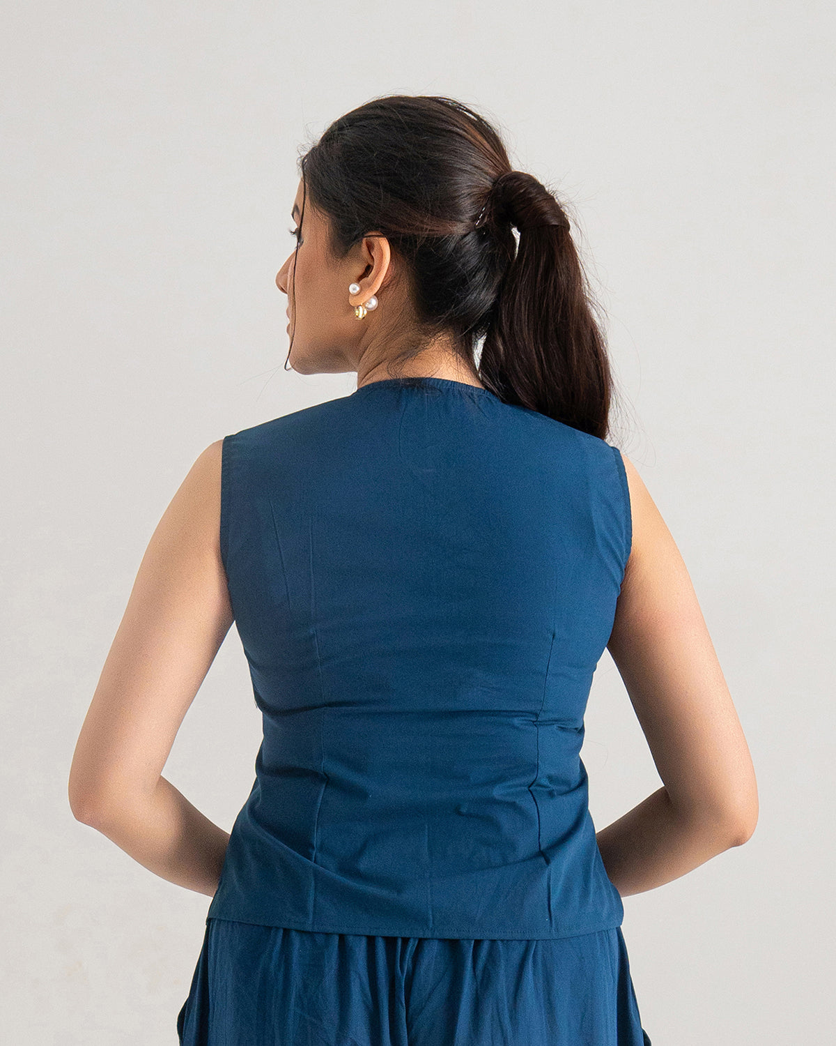 Navy Buttoned Grace Top