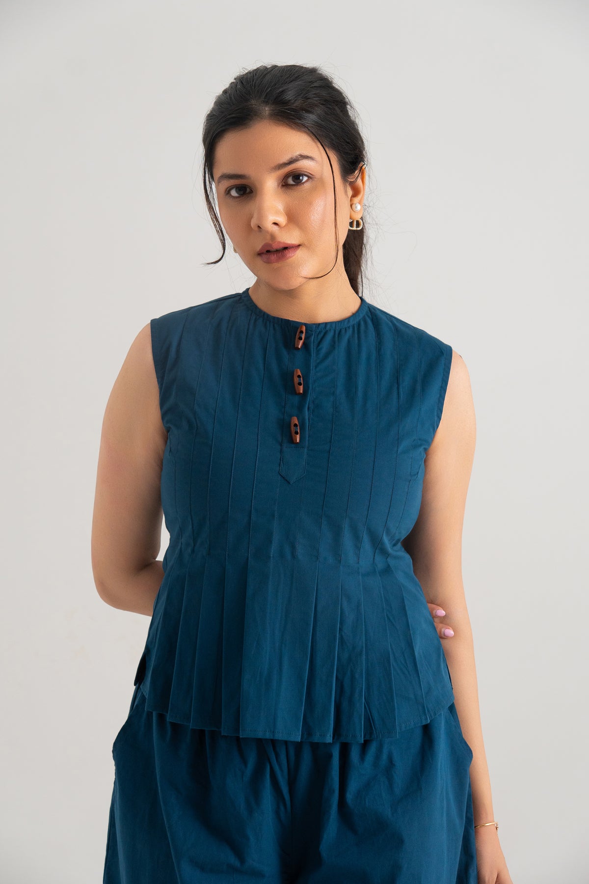 Navy Buttoned Grace Co-ord Set