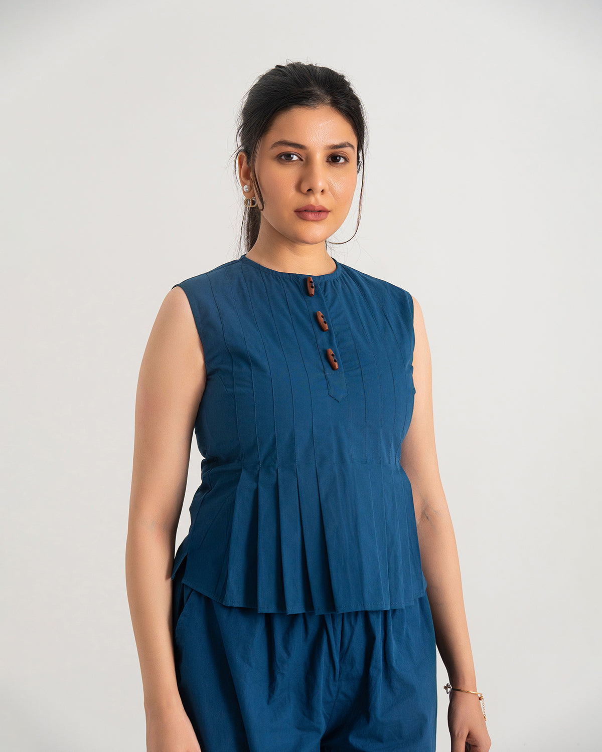 Navy Buttoned Grace Top