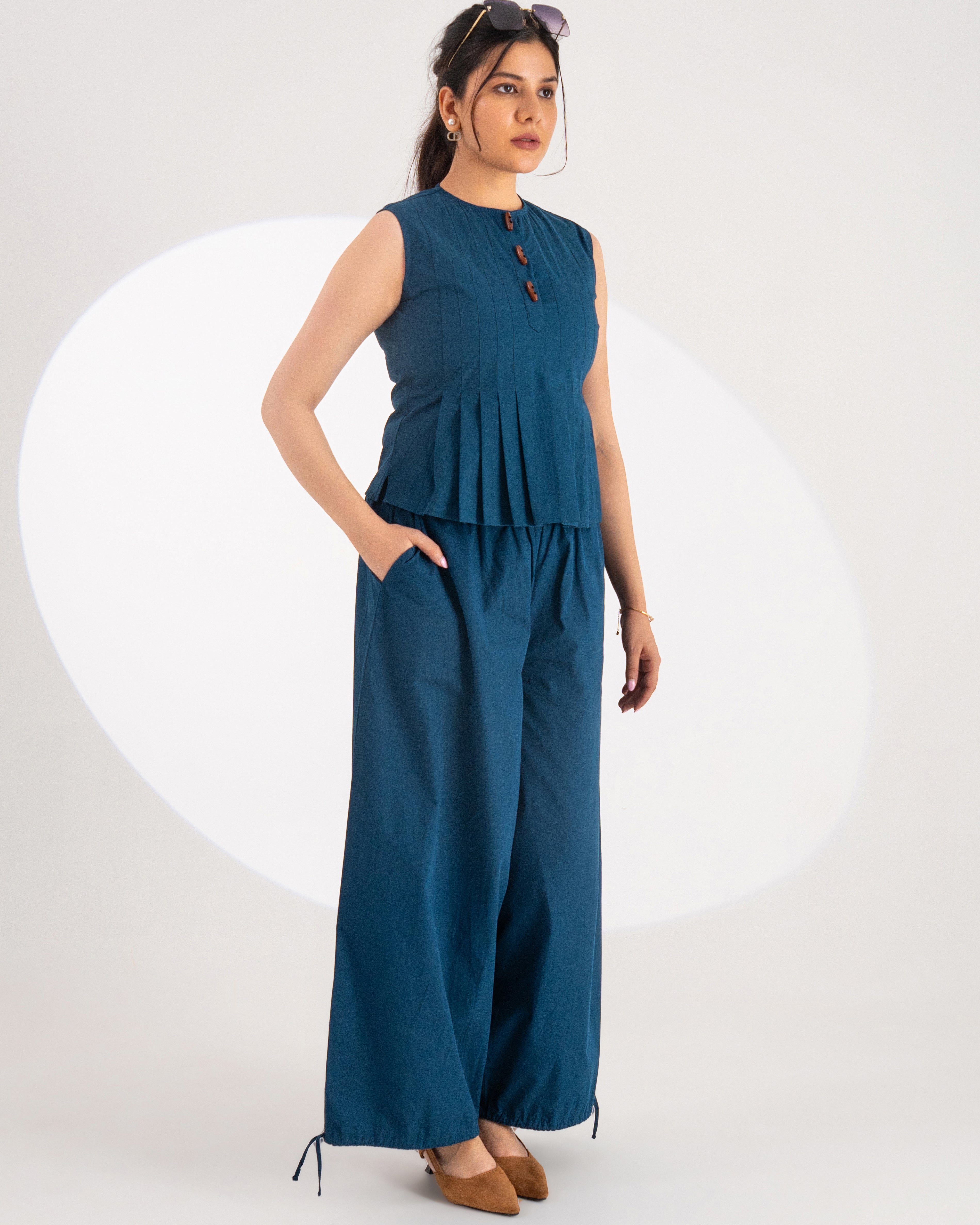 Navy Buttoned Grace Co-ord Set